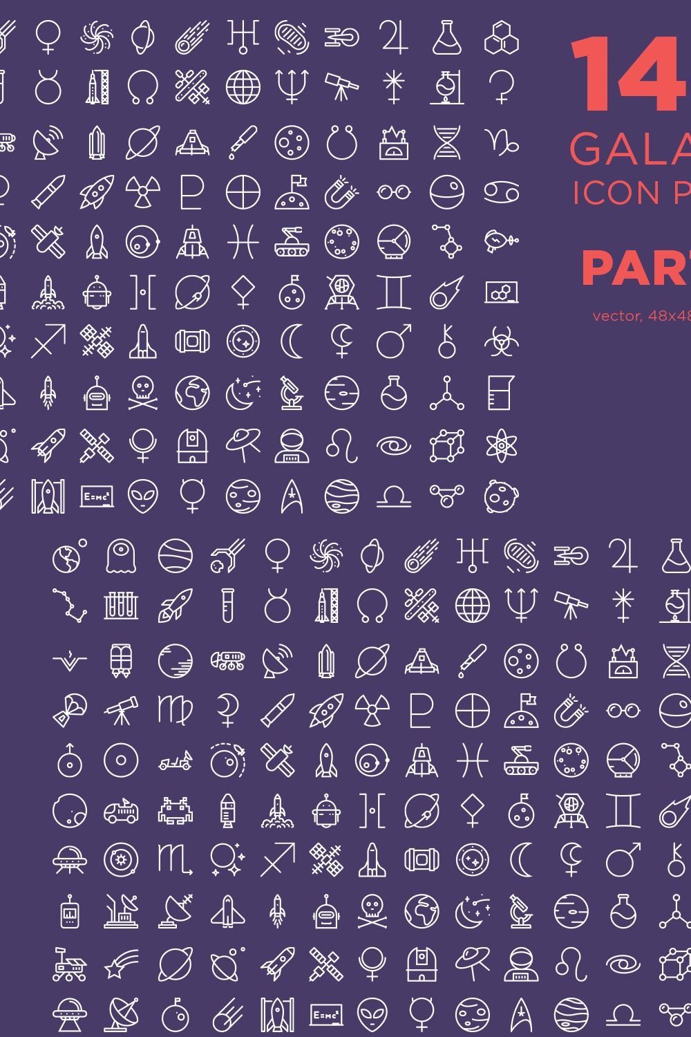 140 Galaxy Icon Pack PART 2 - $5 pinterest preview image.