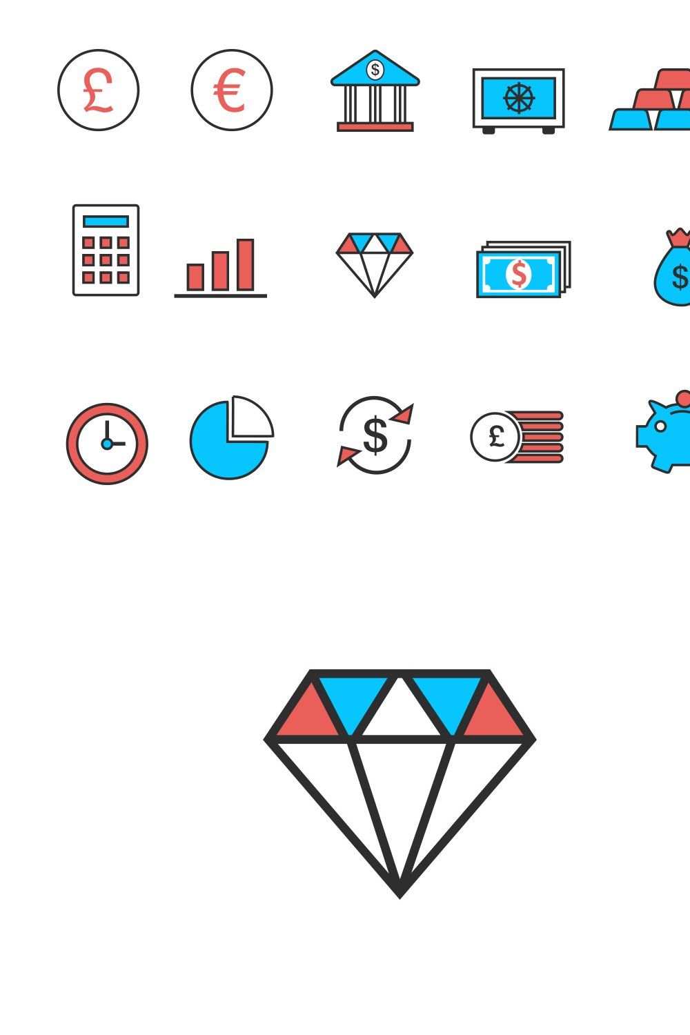 15 Bank and Finance Icons pinterest preview image.