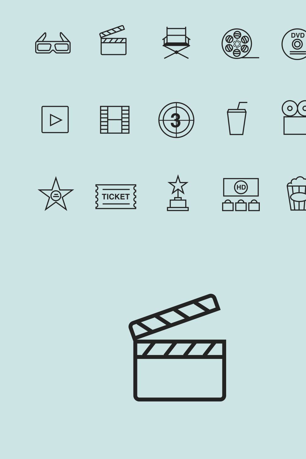 15 Cinema Icons pinterest preview image.