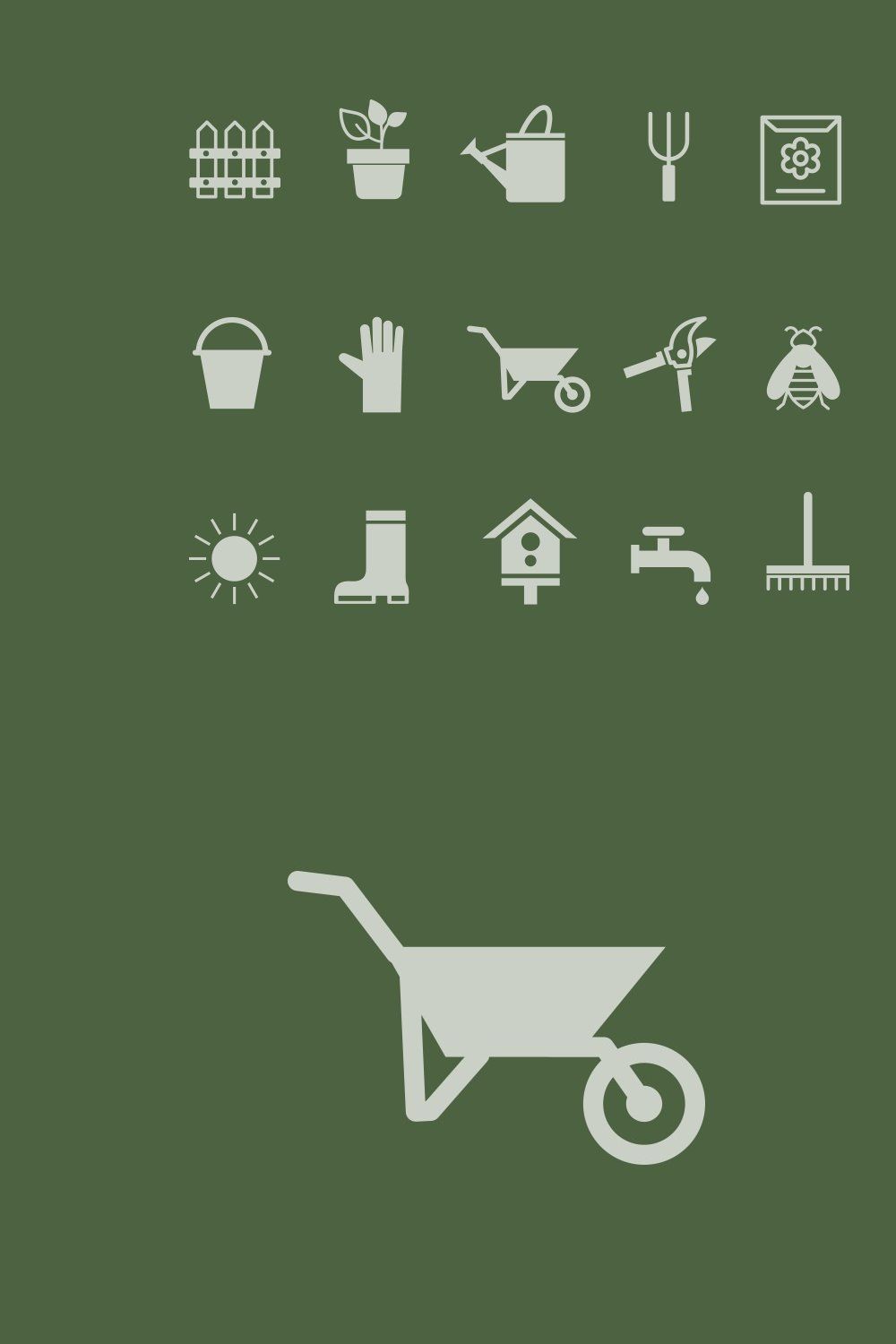 15 Gardening Icons pinterest preview image.
