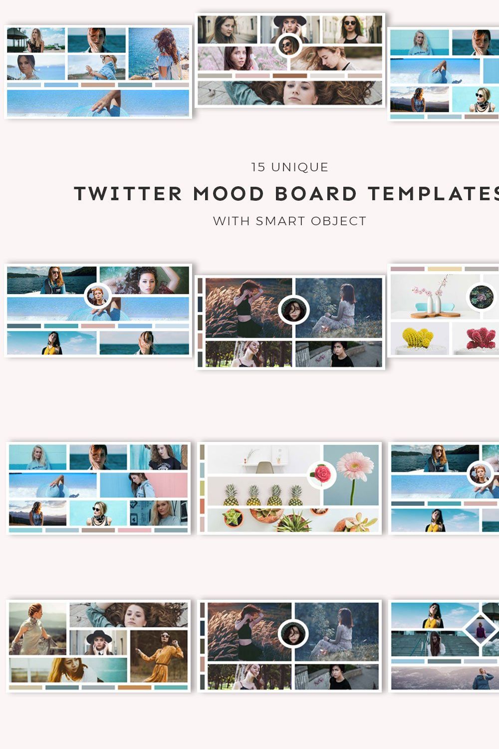 15 Twitter Mood Board Templates pinterest preview image.