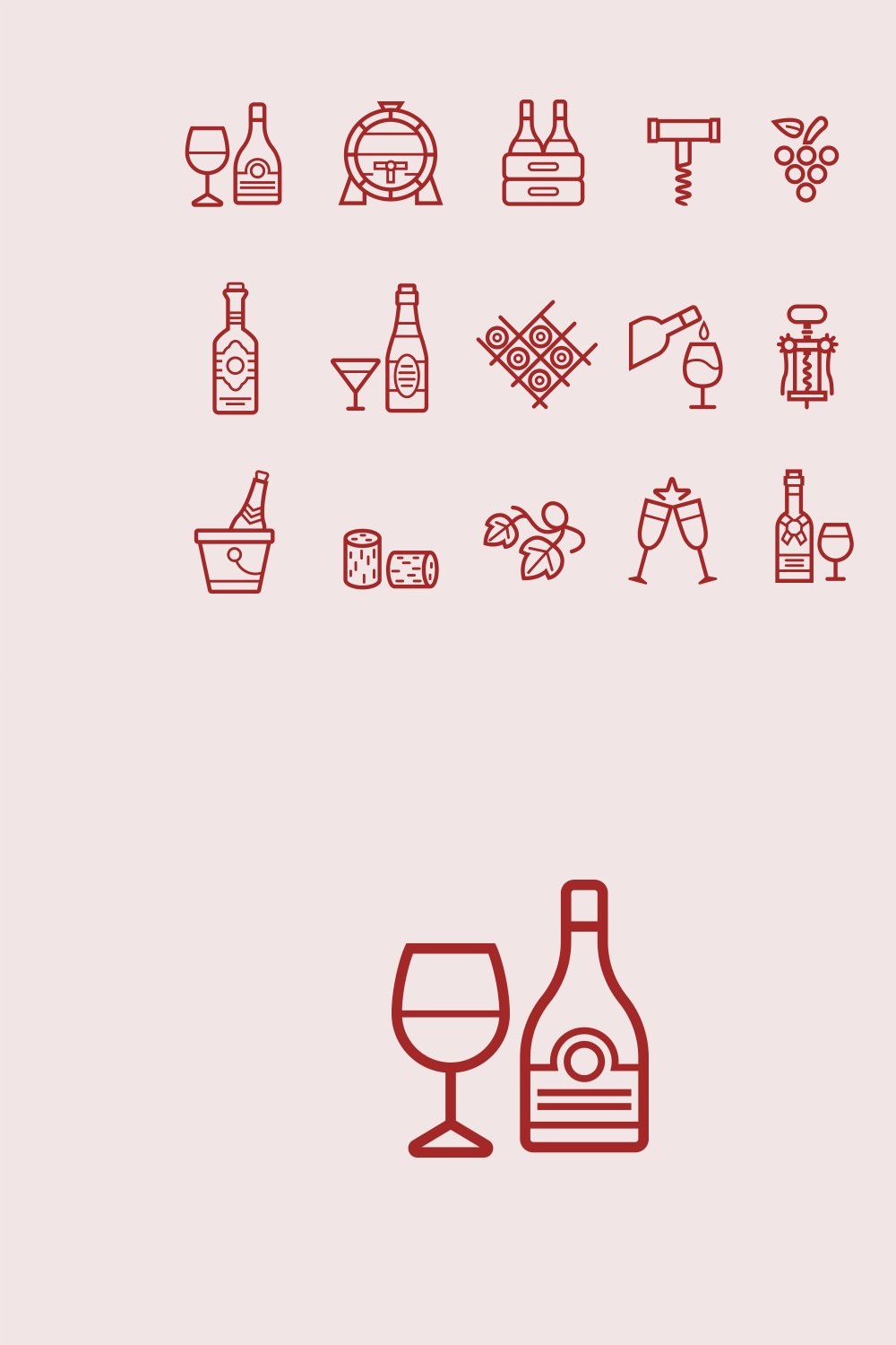 15 Wine Icons pinterest preview image.