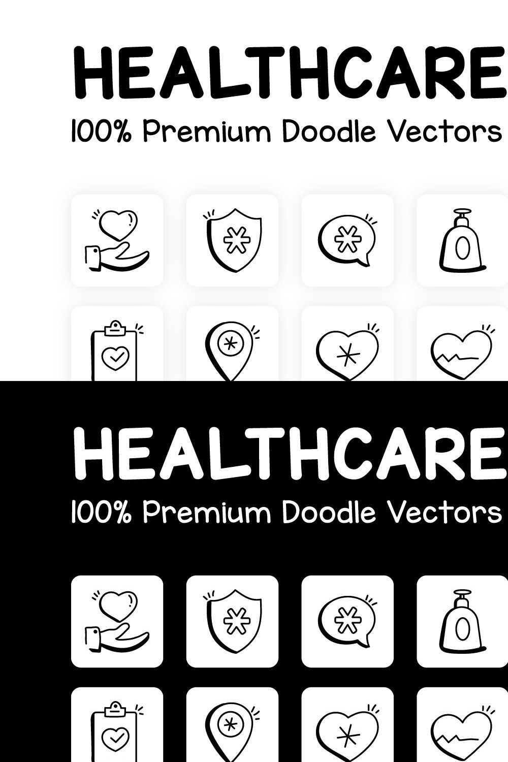 150 Medical and Healthcare Icons pinterest preview image.