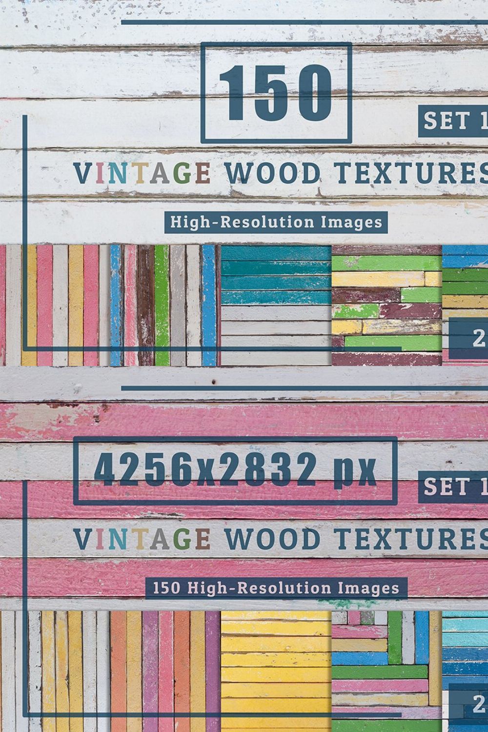 150 Vintage Wood Textures Set1 pinterest preview image.
