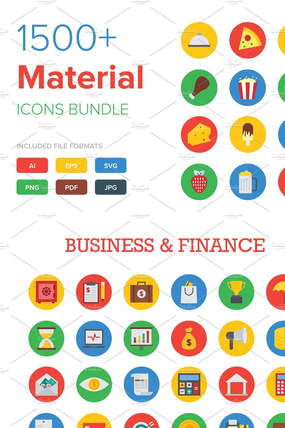 1500+ Material Icons Bundle pinterest preview image.