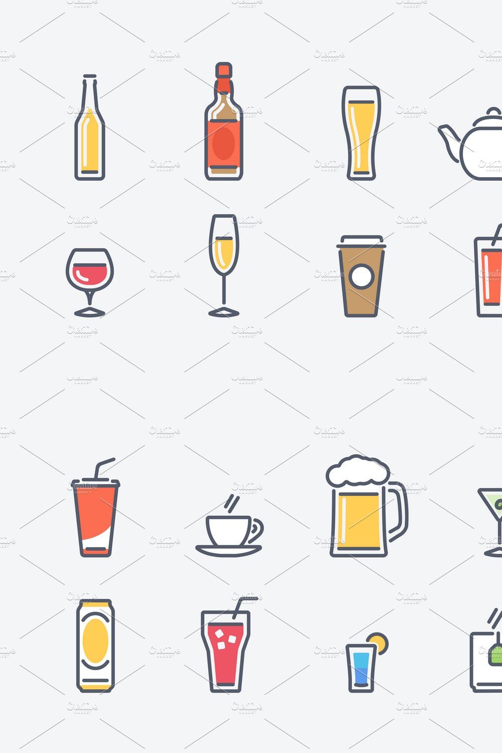 16 Drinks Icons pinterest preview image.