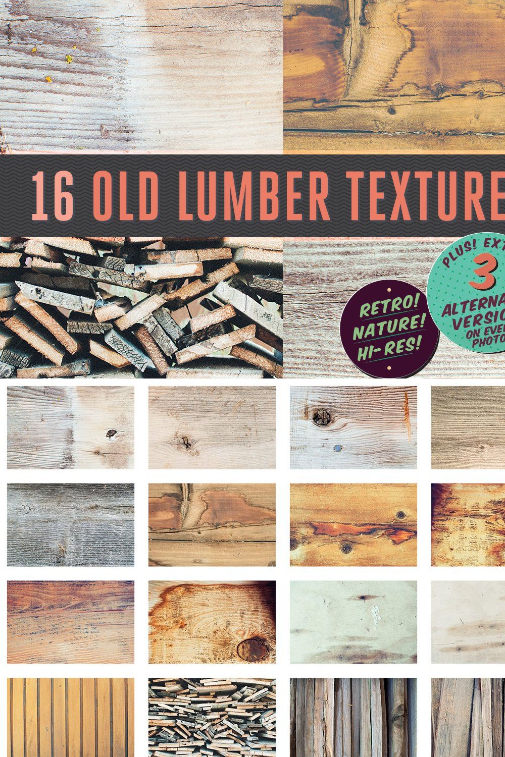 16 Old Lumber Textures pinterest preview image.