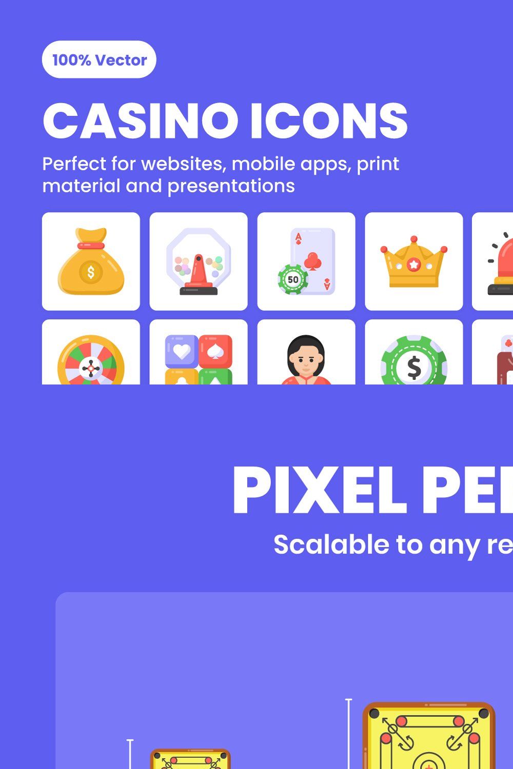 165 Flat Casino Icons pinterest preview image.