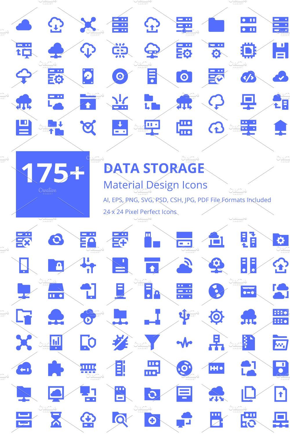 175+ Data Storage Material Icons pinterest preview image.