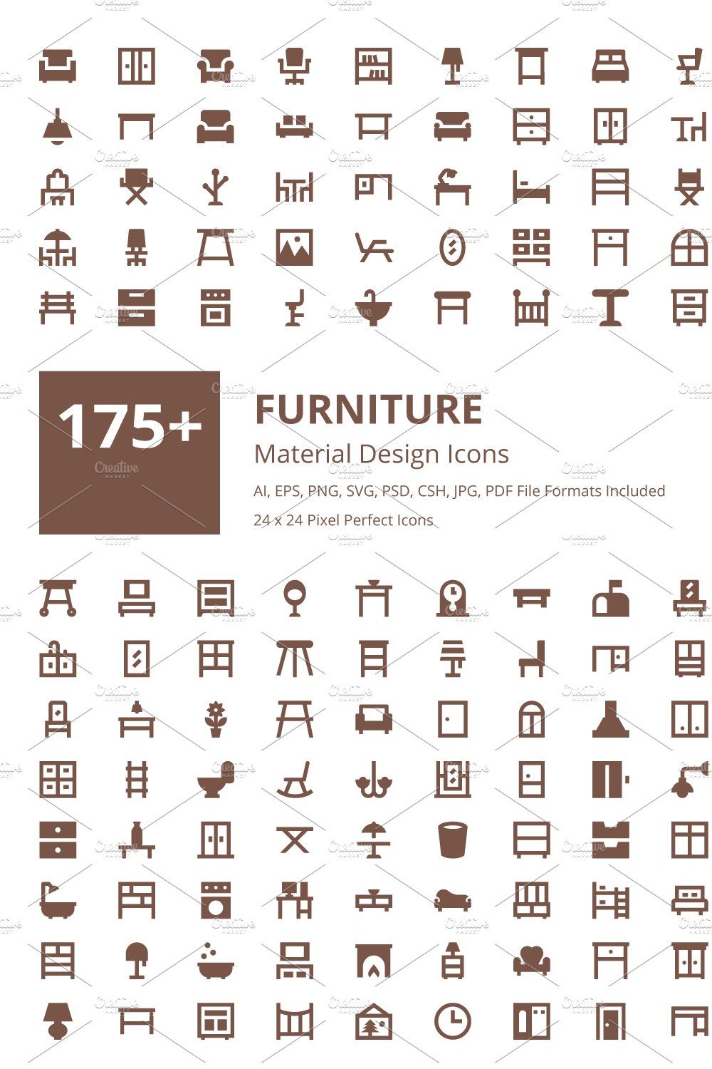 175+ Furniture Material Design Icons pinterest preview image.