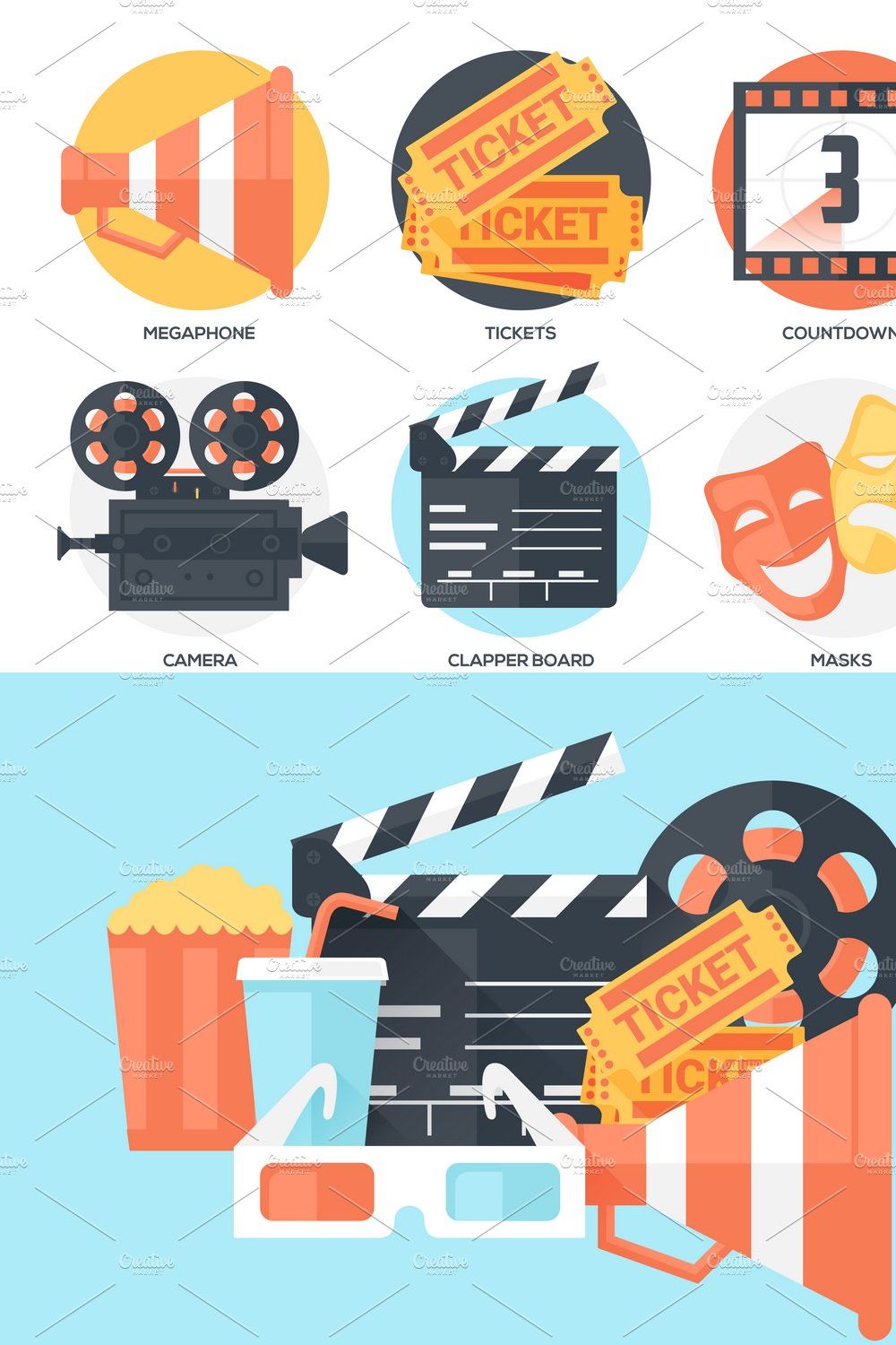 18 Cinema Icons and Poster pinterest preview image.