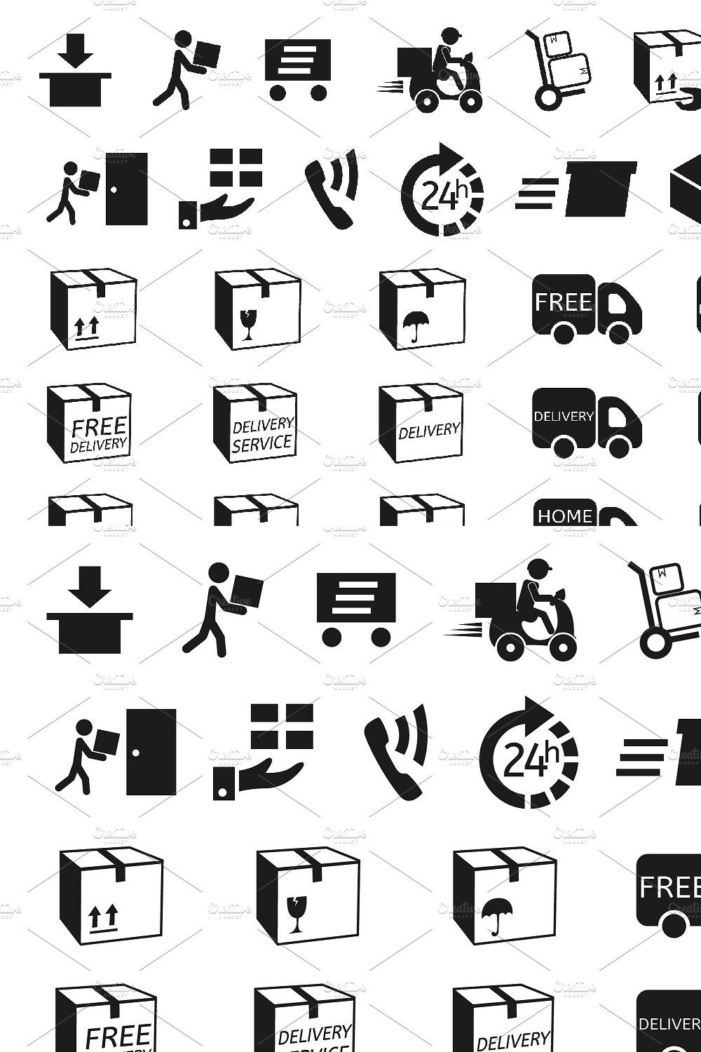 180 Delivery Icons Vector Set pinterest preview image.