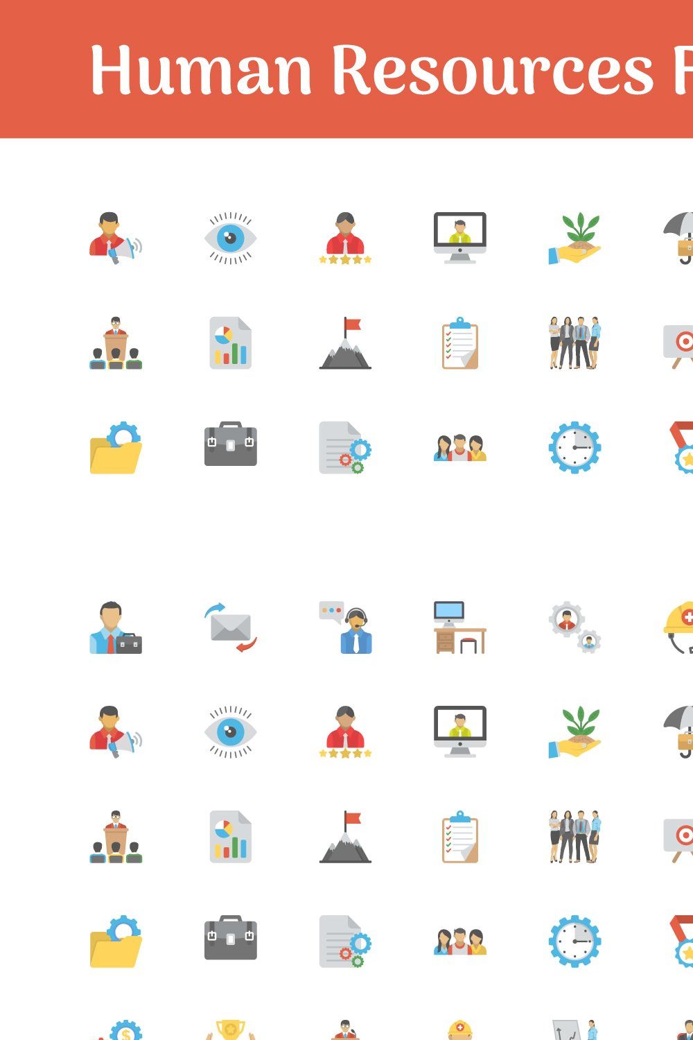 180 Human Resources Flat Icons pinterest preview image.