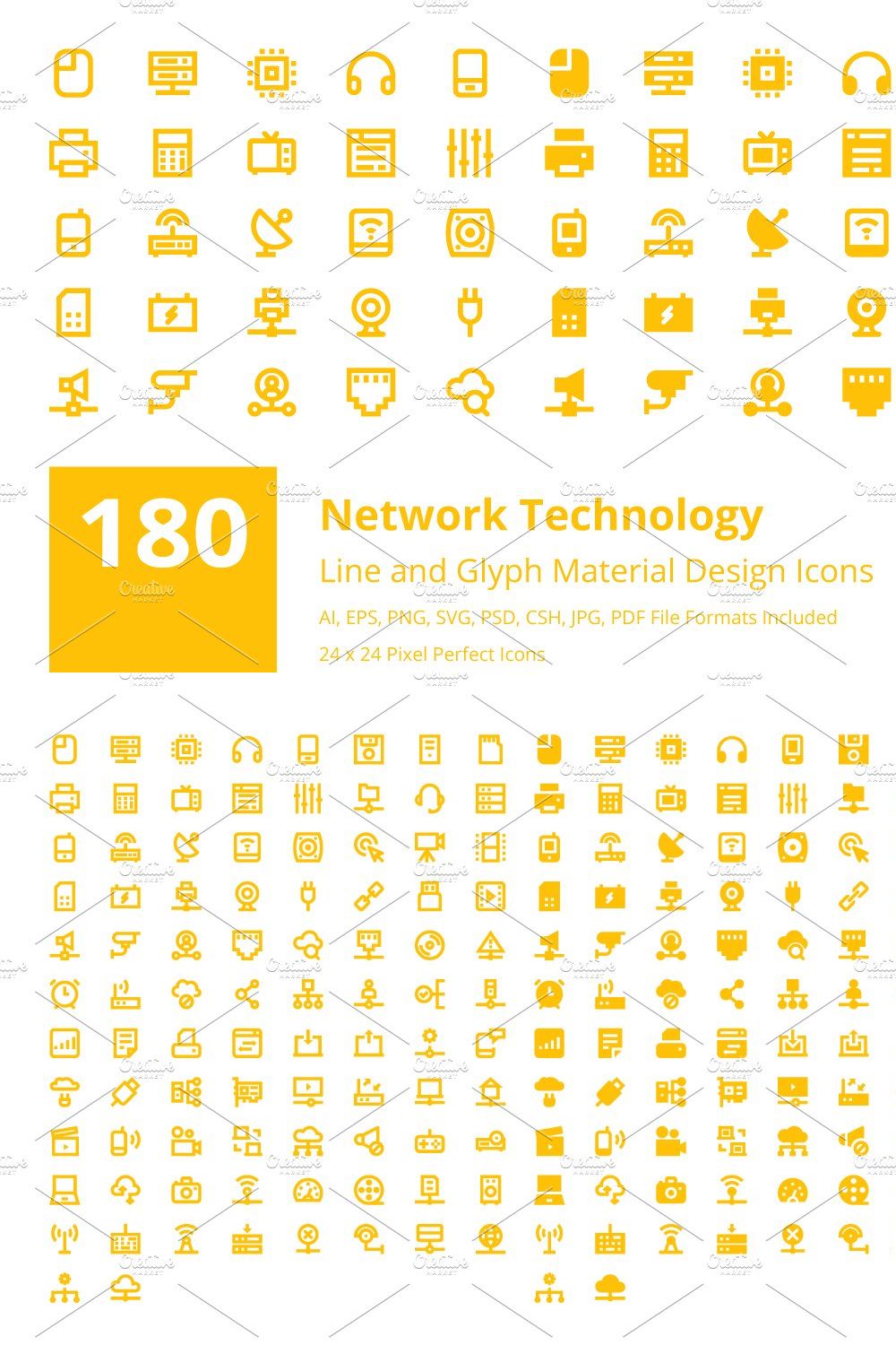180 Network Technology Material Icon pinterest preview image.