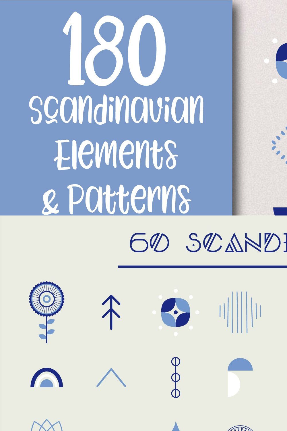 180 Scandinavian Patterns Bundle pinterest preview image.