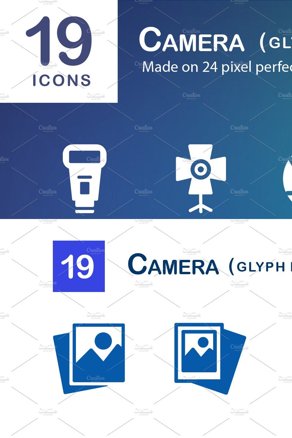 19 Camera Glyph Icons pinterest preview image.