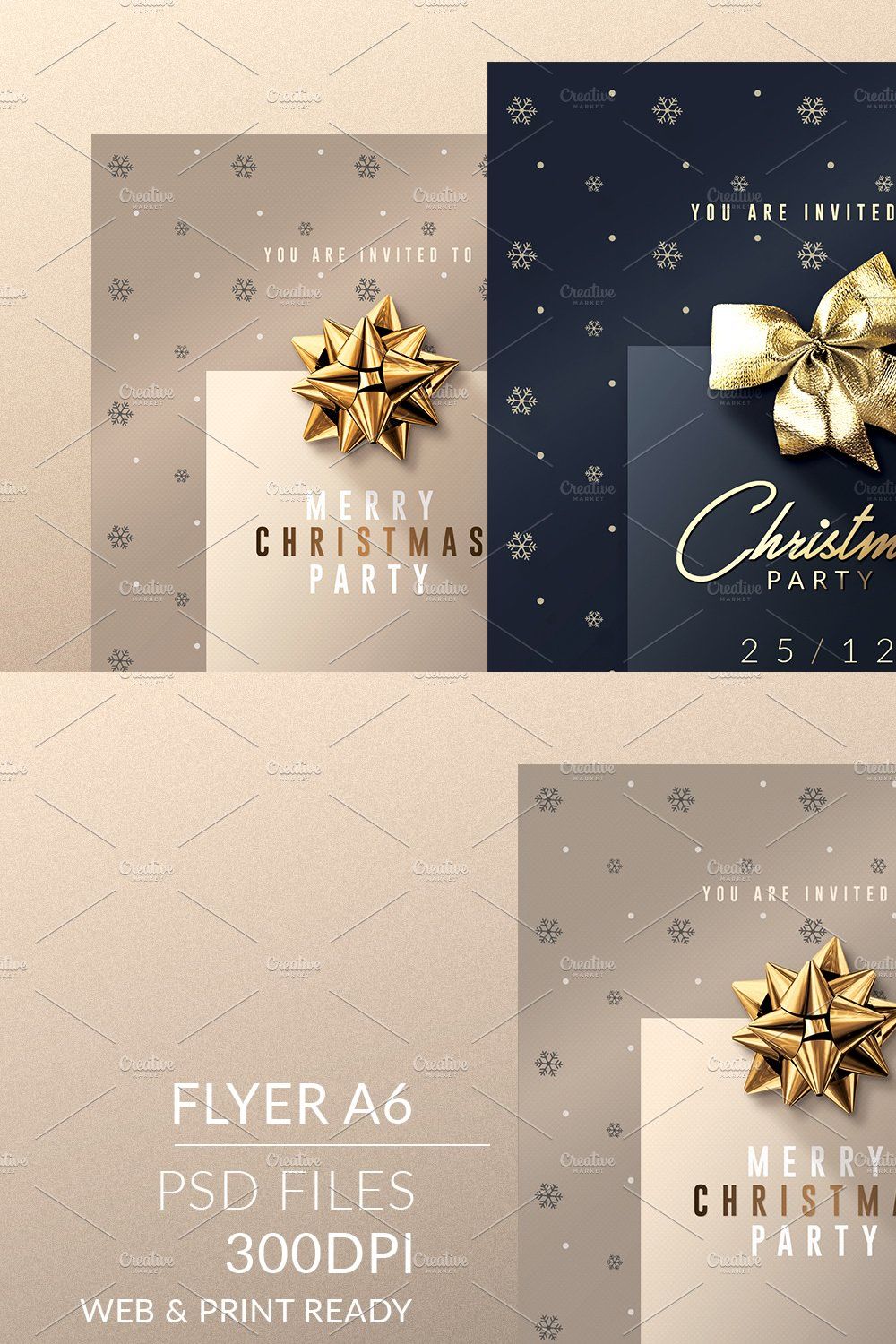 2 Classy Christmas | Psd Invitations pinterest preview image.