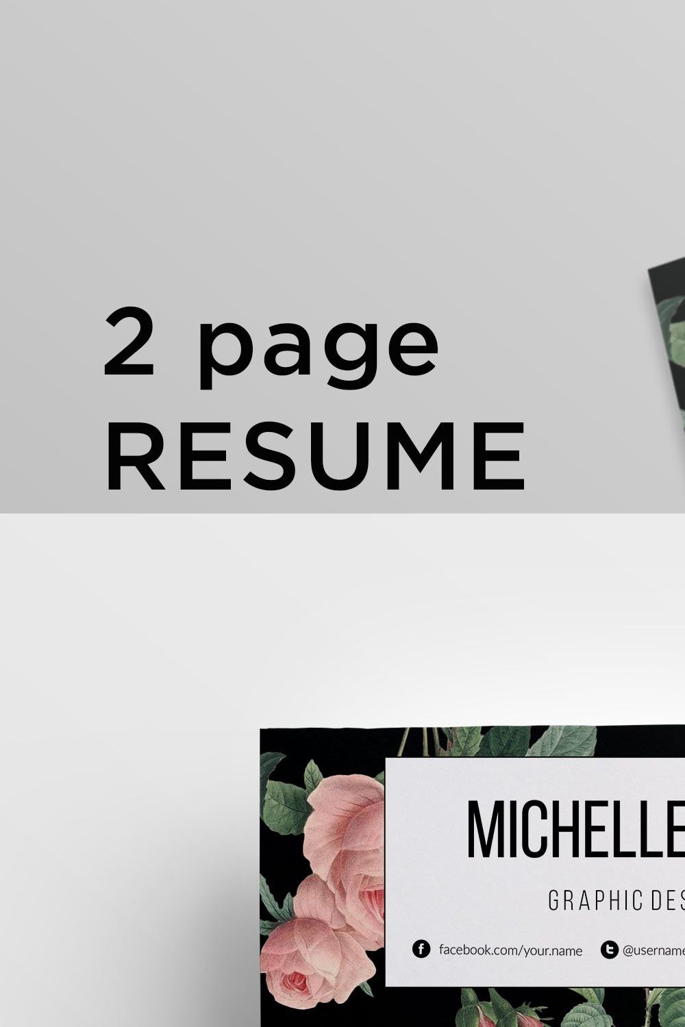 2 page resume template pinterest preview image.