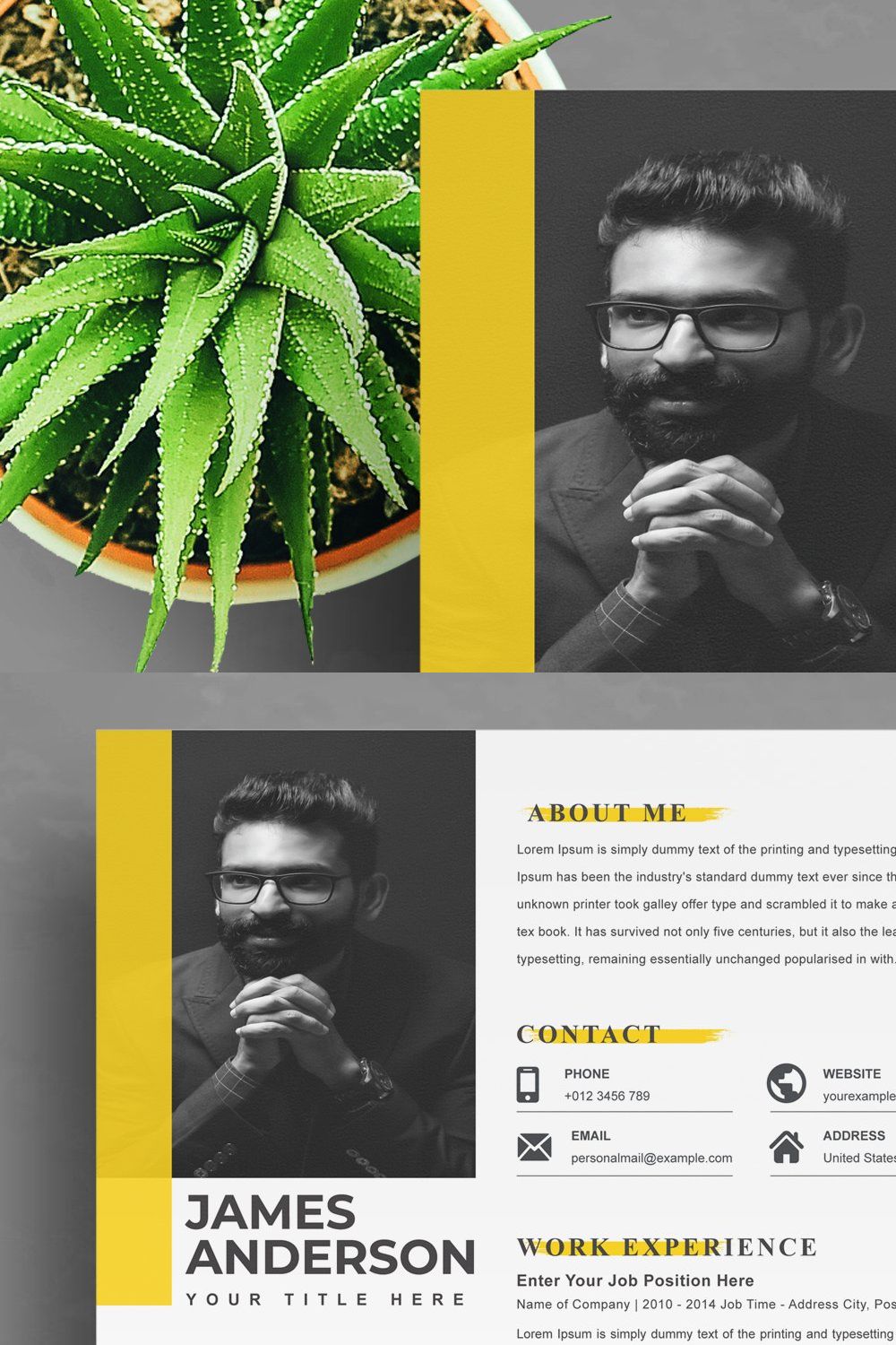 2 Page Resume Template Cover Letter pinterest preview image.