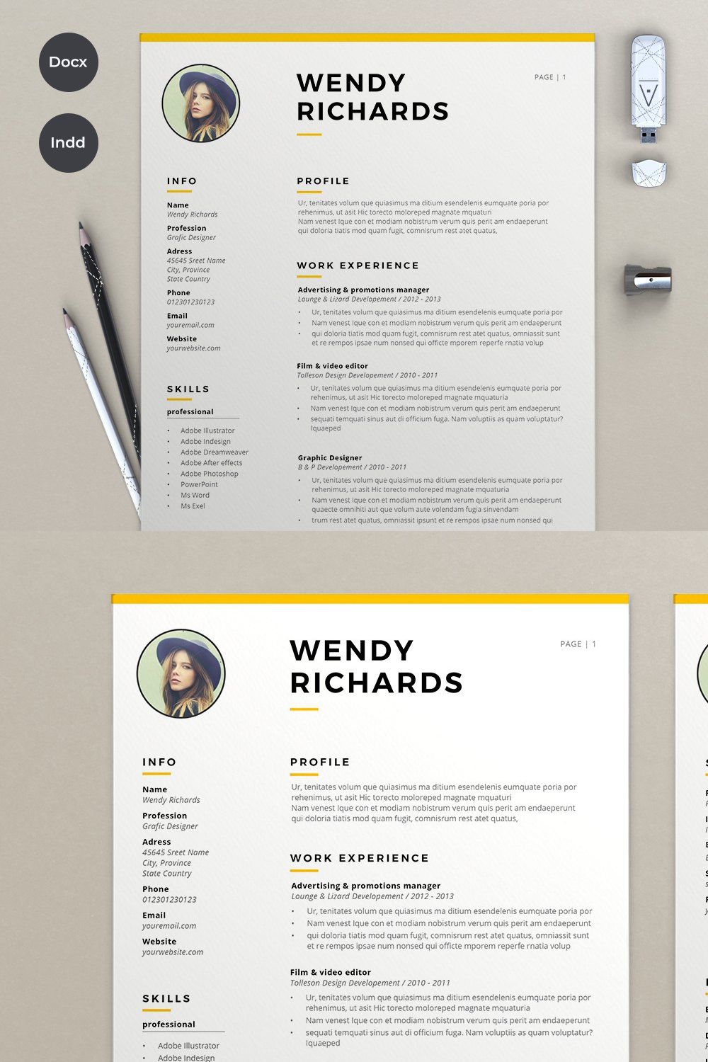 2 Pages resume & Cover pinterest preview image.