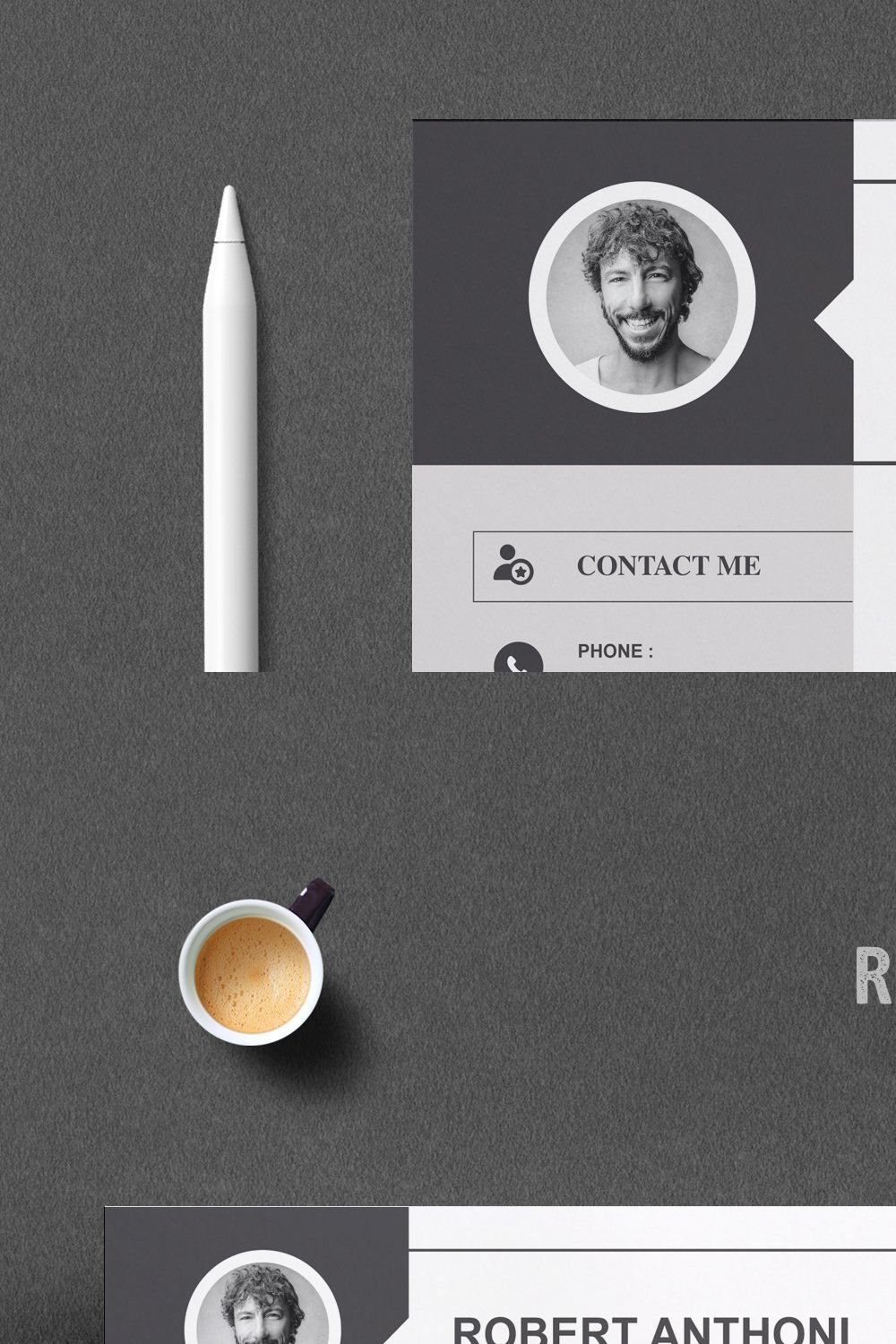 2 Pages Resume Template / CV Design pinterest preview image.