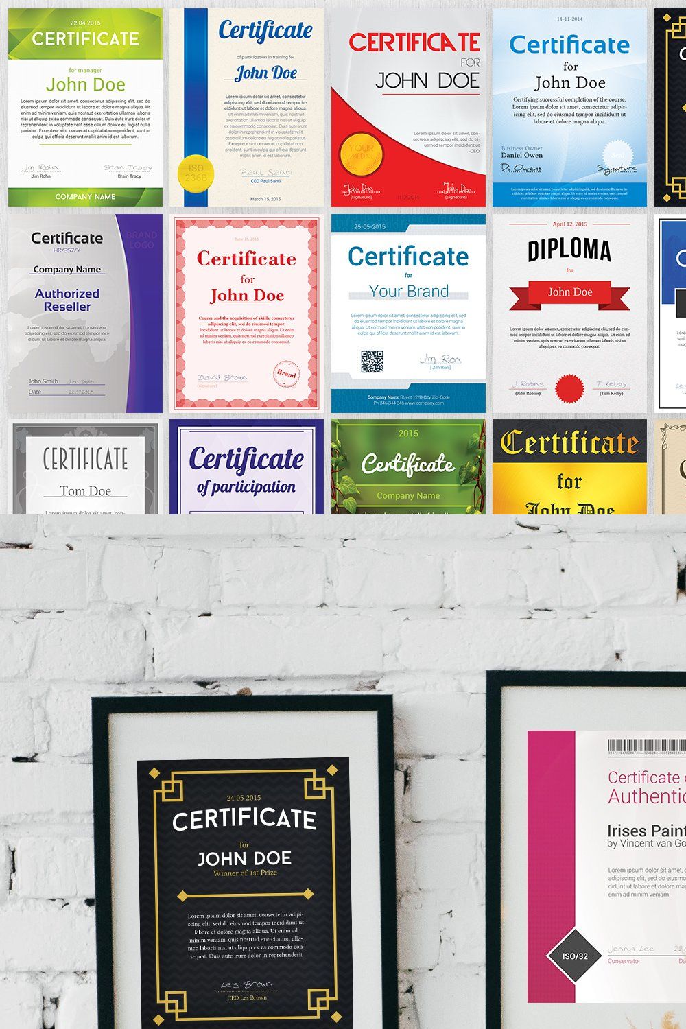 20 Certificate Templates Pack pinterest preview image.
