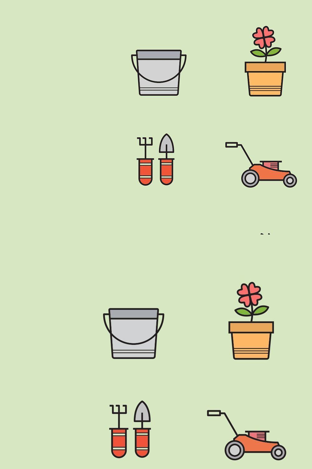20 Gardening Icons pinterest preview image.