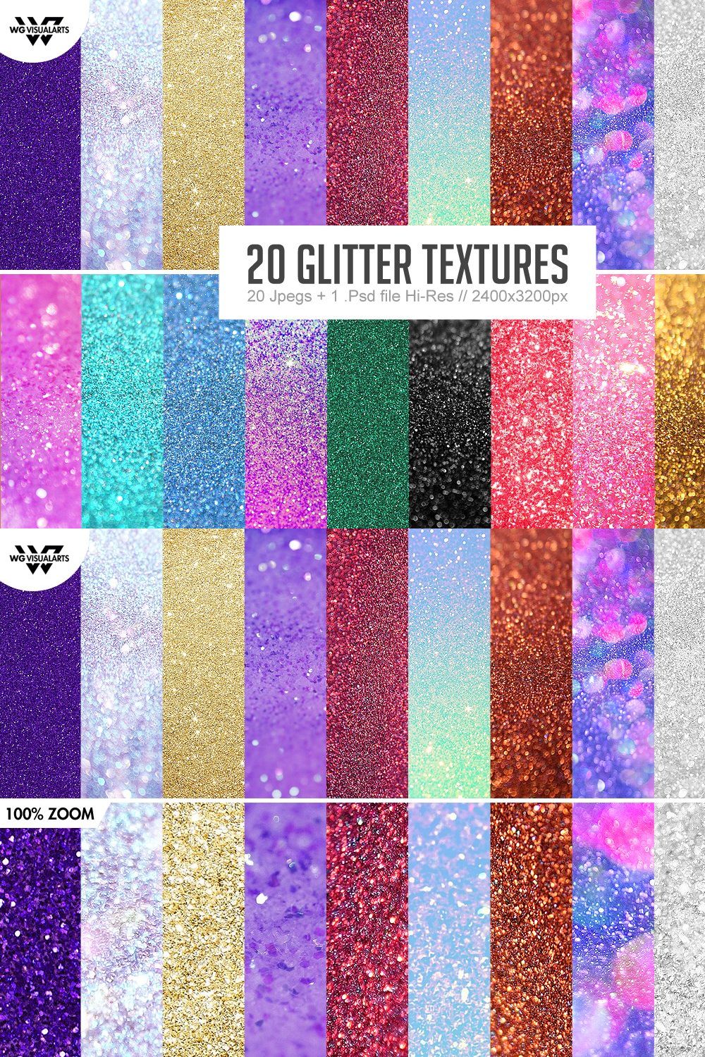 20 GLITTER Textures / Backgrounds pinterest preview image.