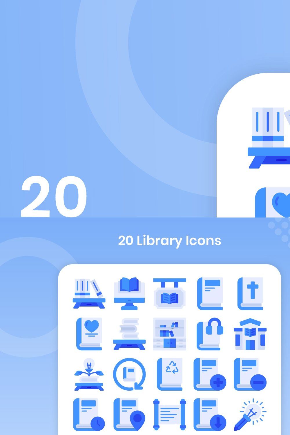 20 Library - Flat pinterest preview image.