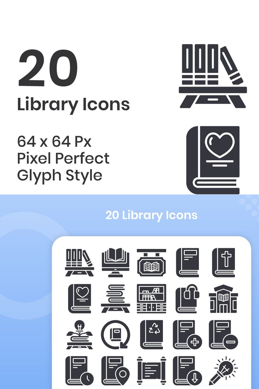 20 Library - Glyph pinterest preview image.