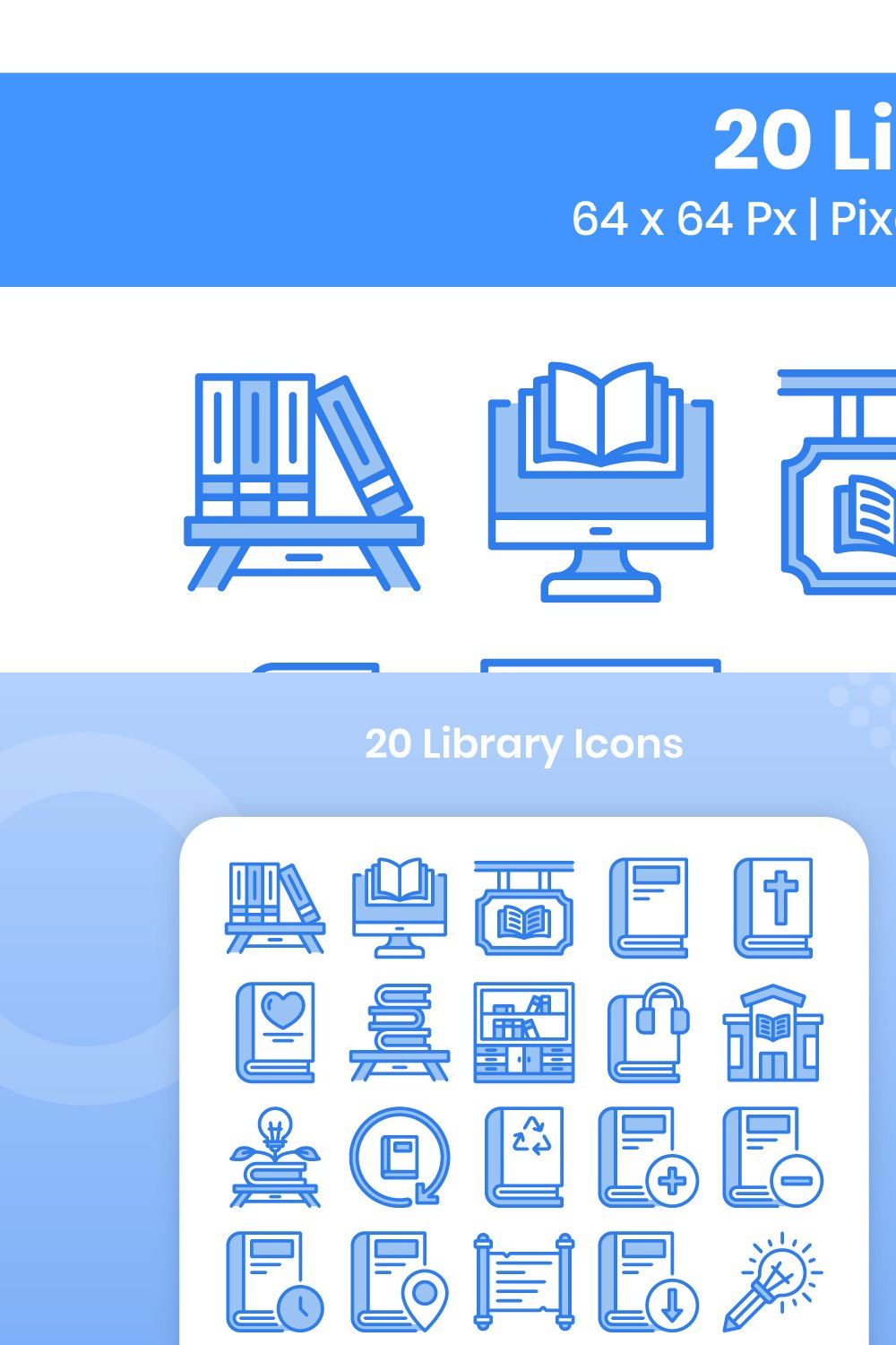 20 Library - Lineal Color pinterest preview image.