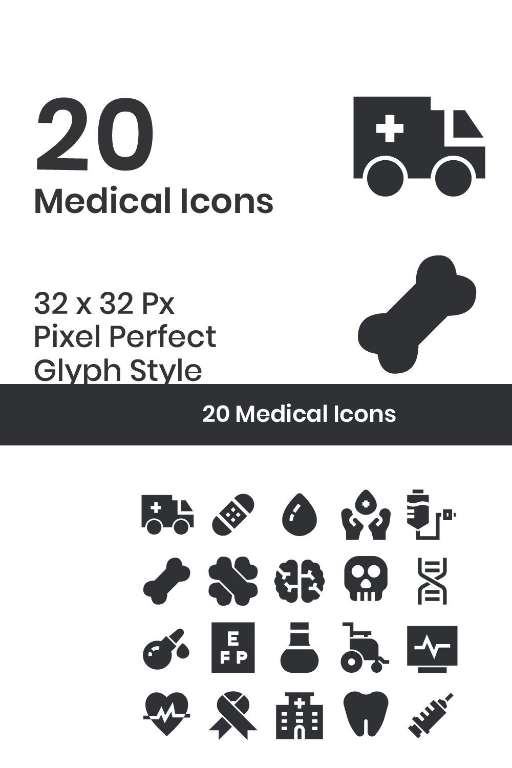 20 Medical - Glyph pinterest preview image.