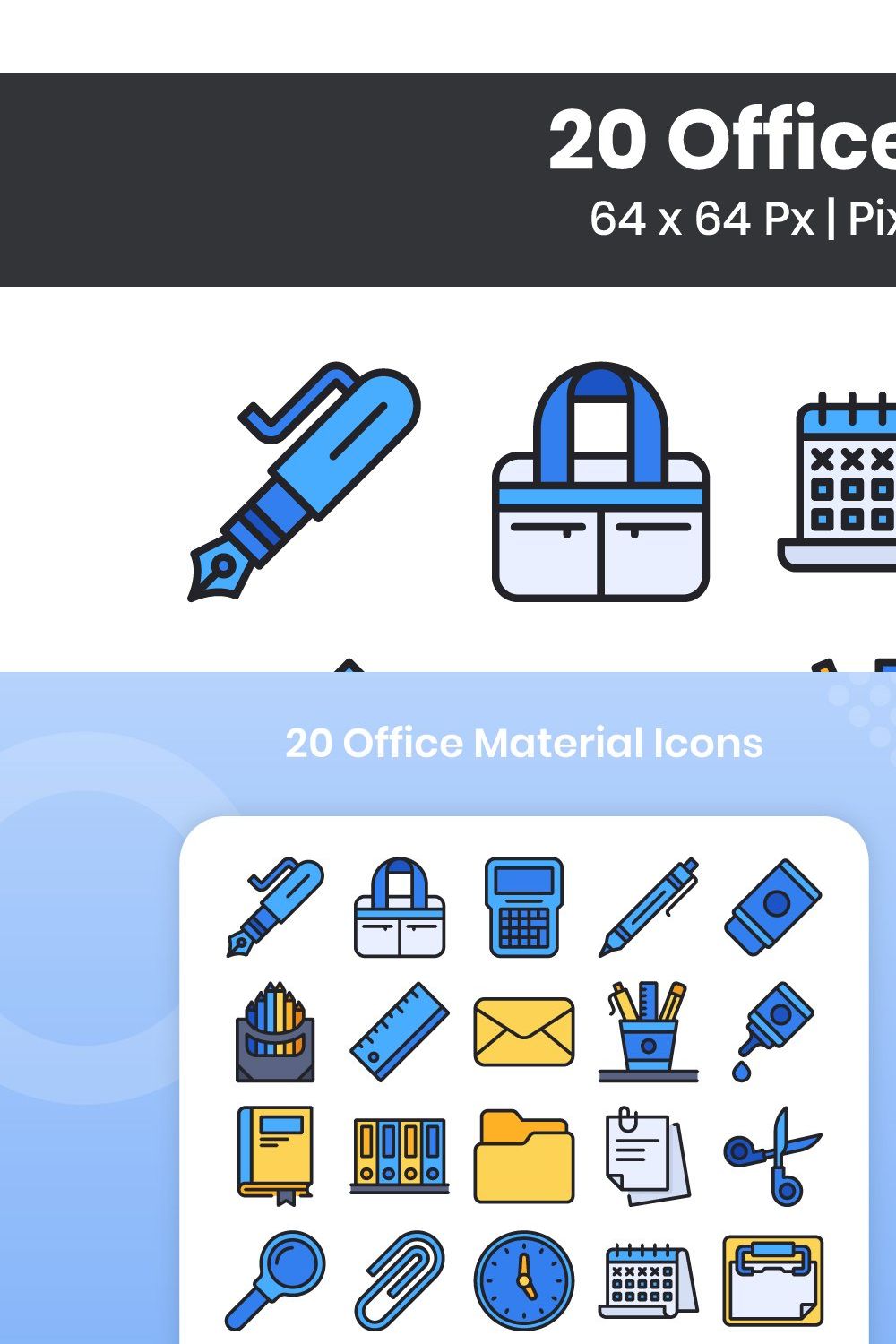 20 Office Material - Filled Line pinterest preview image.