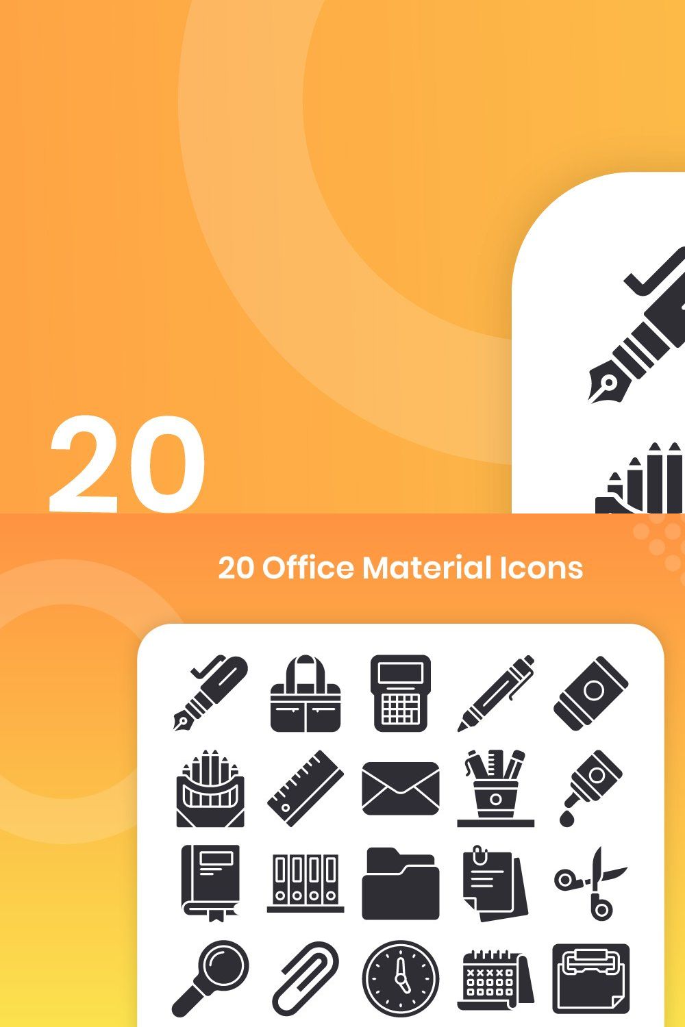 20 Office Material - Glyph pinterest preview image.