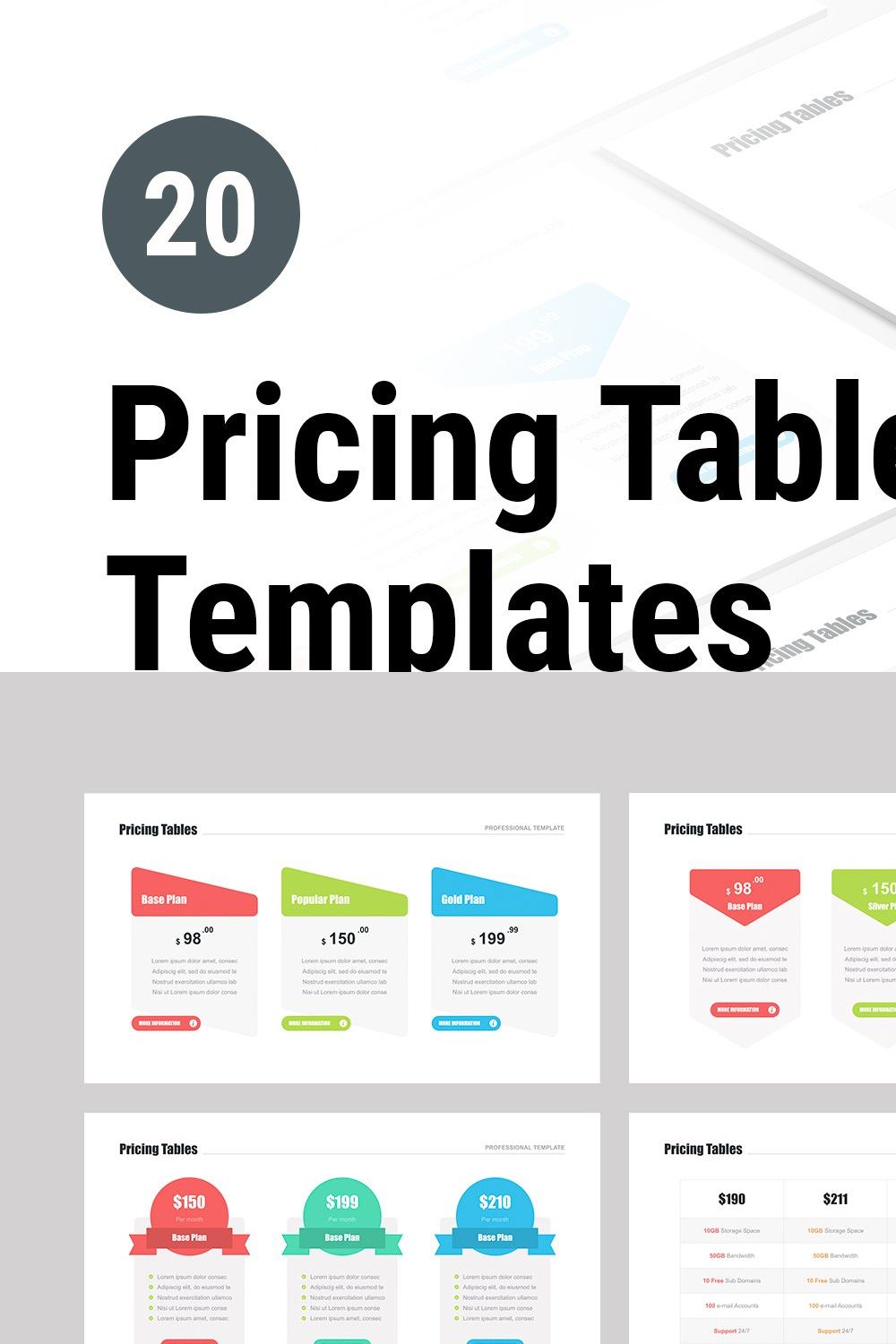 20 Pricing Tables Keynote pinterest preview image.