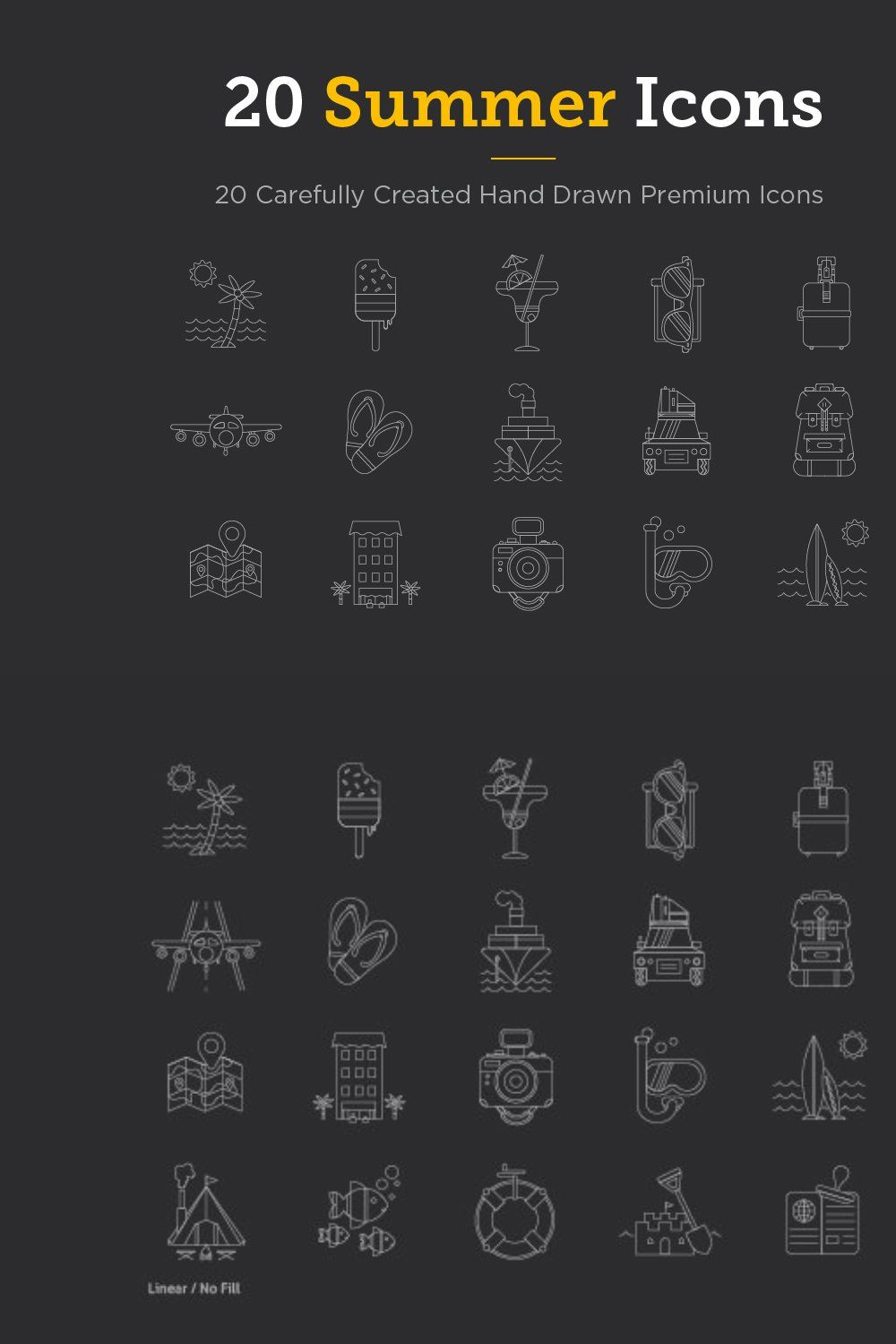 20 Summer Icons | Premium Icon Set pinterest preview image.