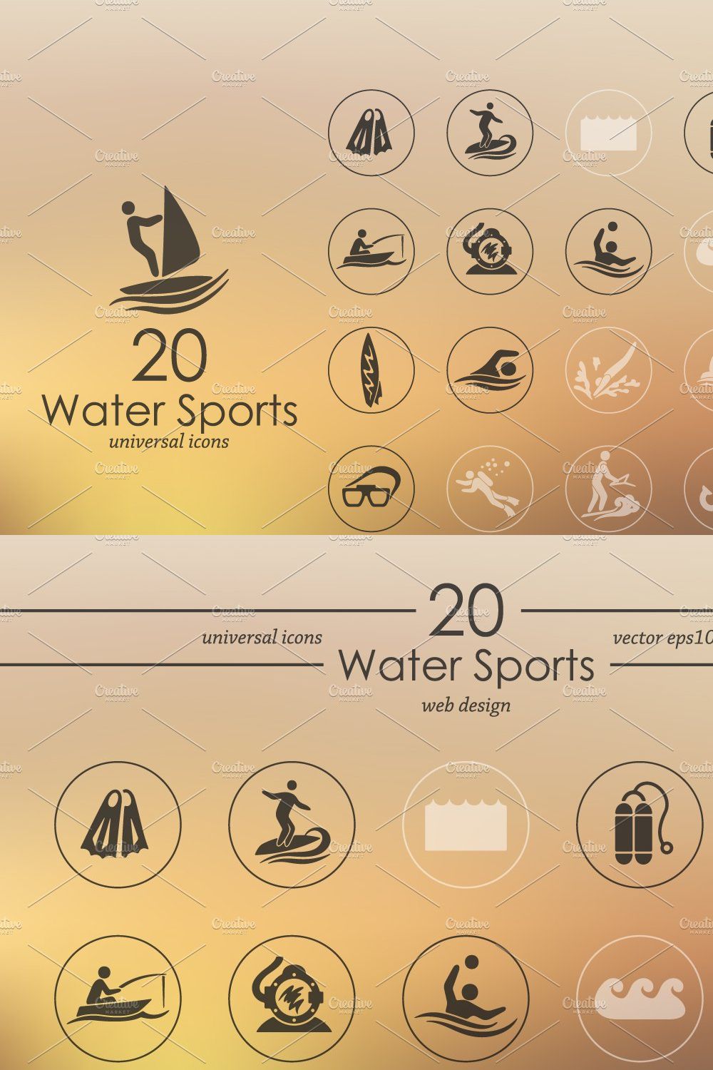 20 WATER SPORTS icons pinterest preview image.