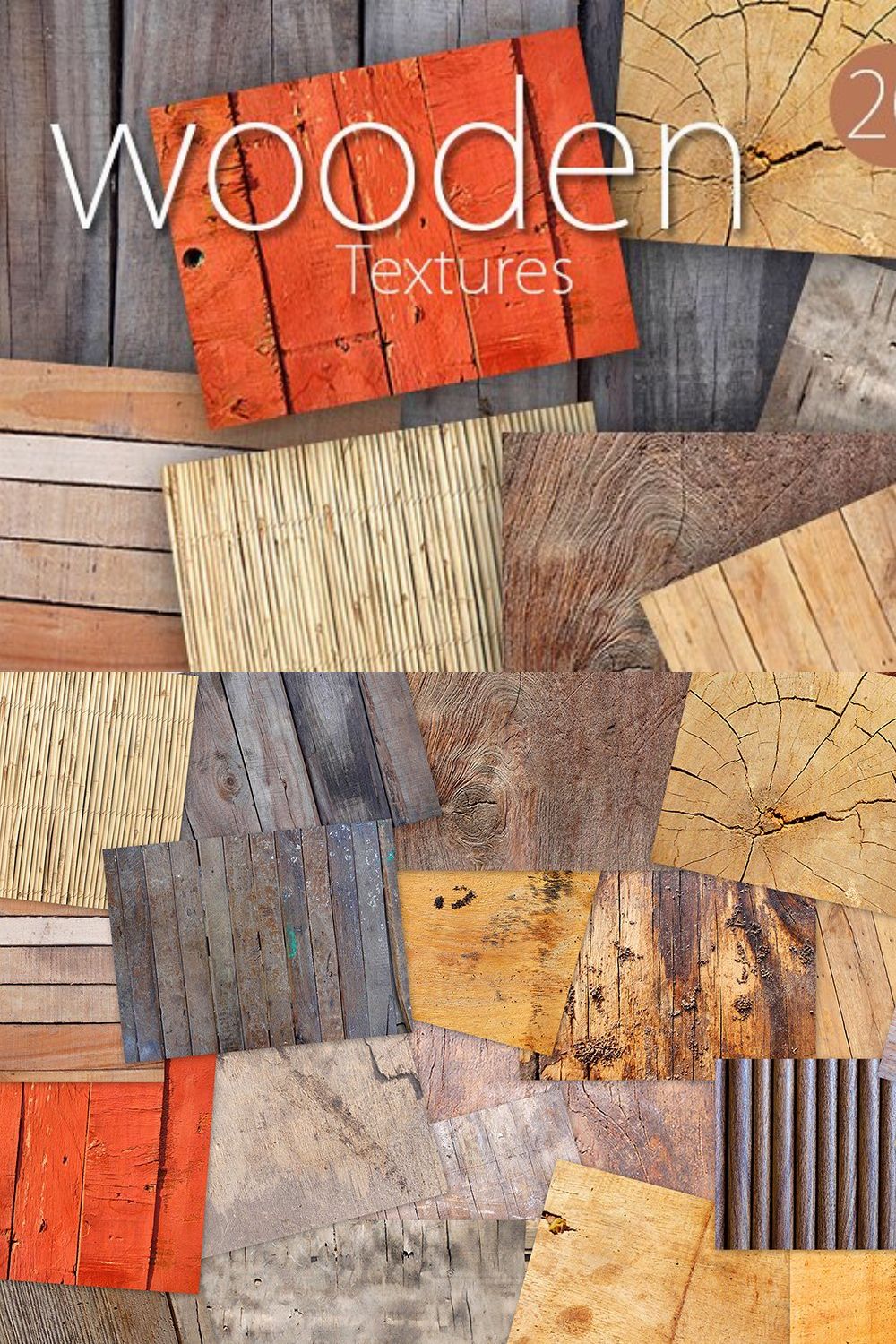 20 Wooden Textures pinterest preview image.