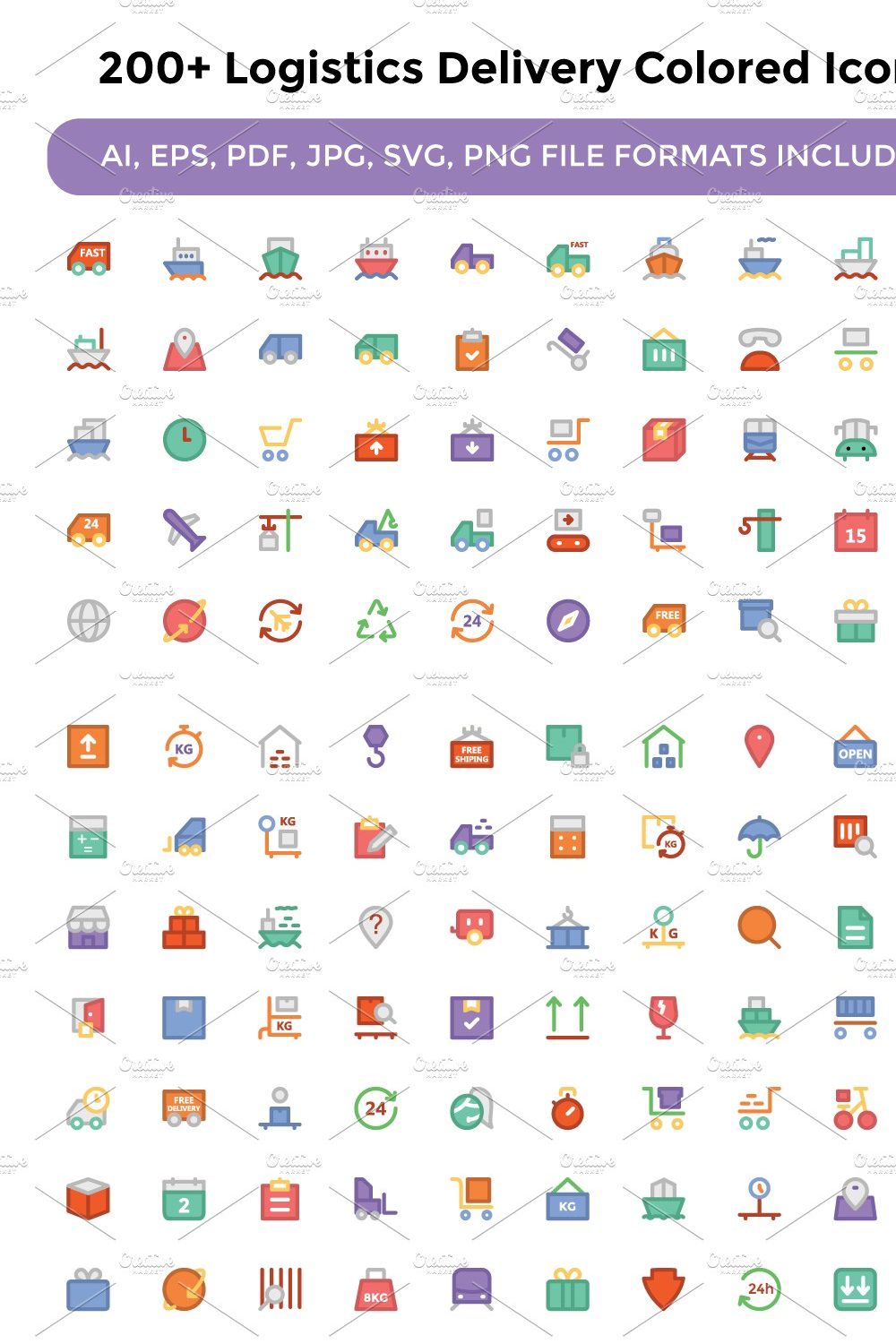 200+ Logistics Delivery Colored Icon pinterest preview image.