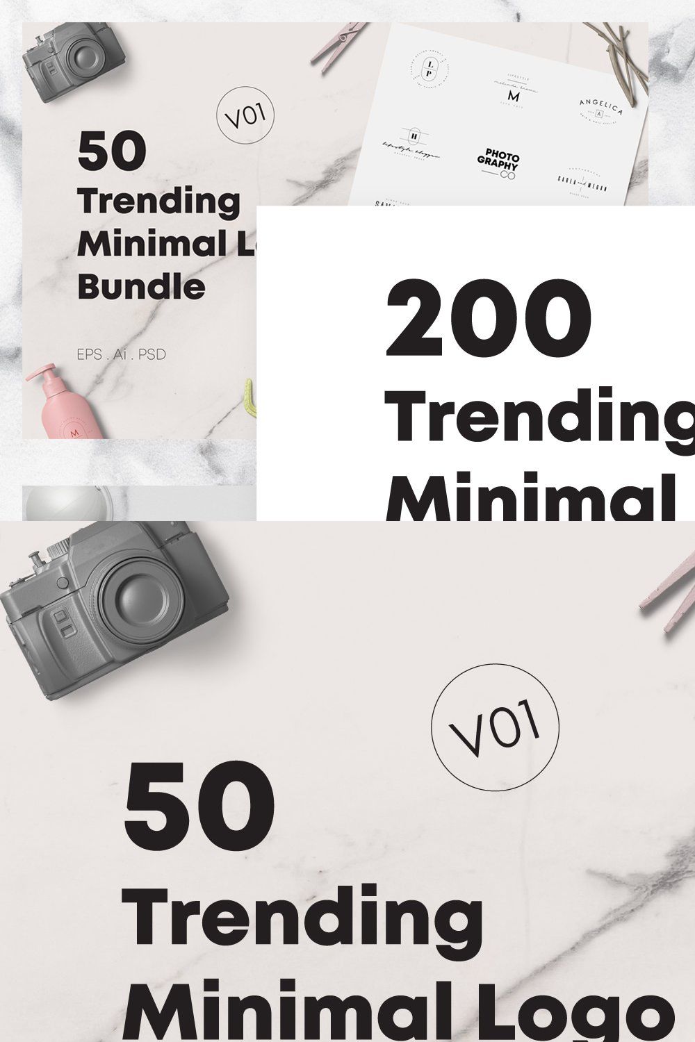 200 Trending Minimal Logo Bundle pinterest preview image.
