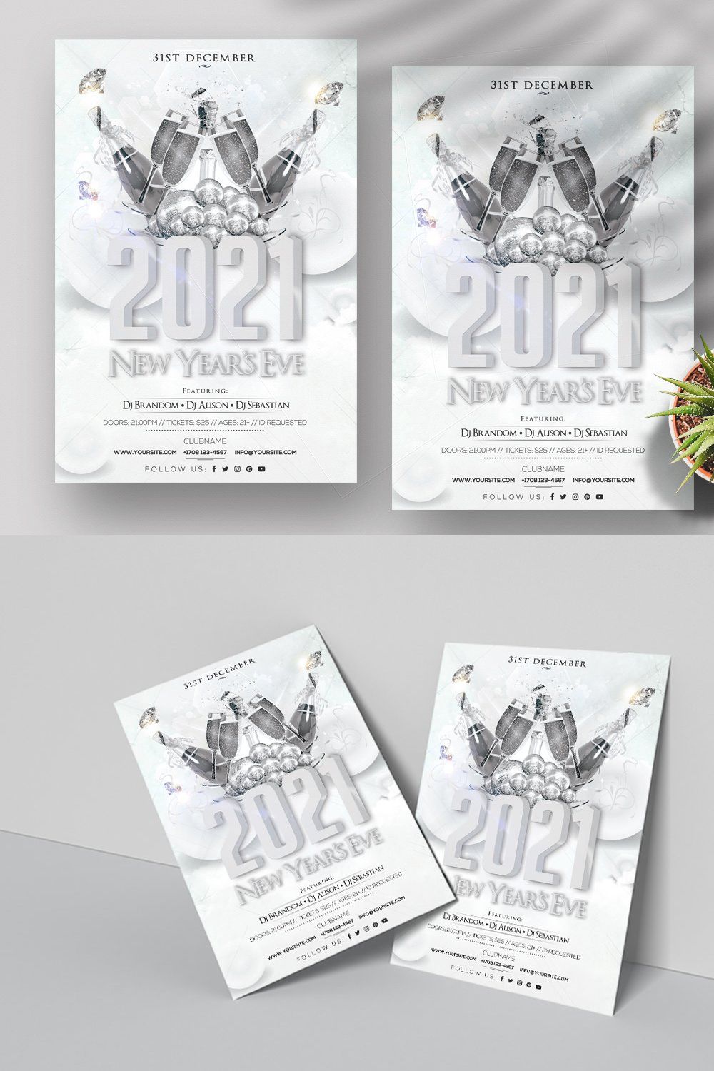 2021 New Years Eve - Flyer Template pinterest preview image.