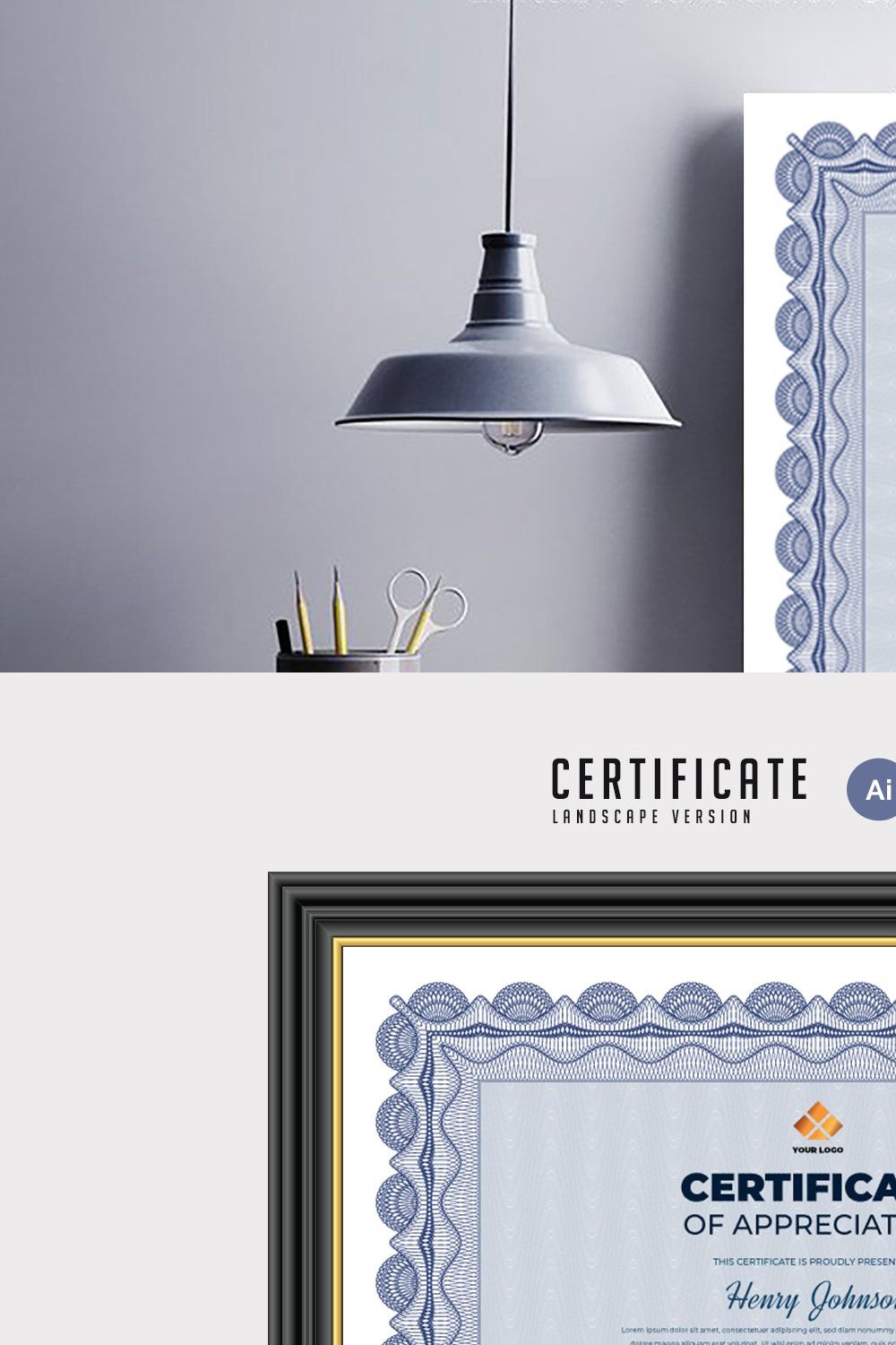 207. Modern Certificate Template pinterest preview image.