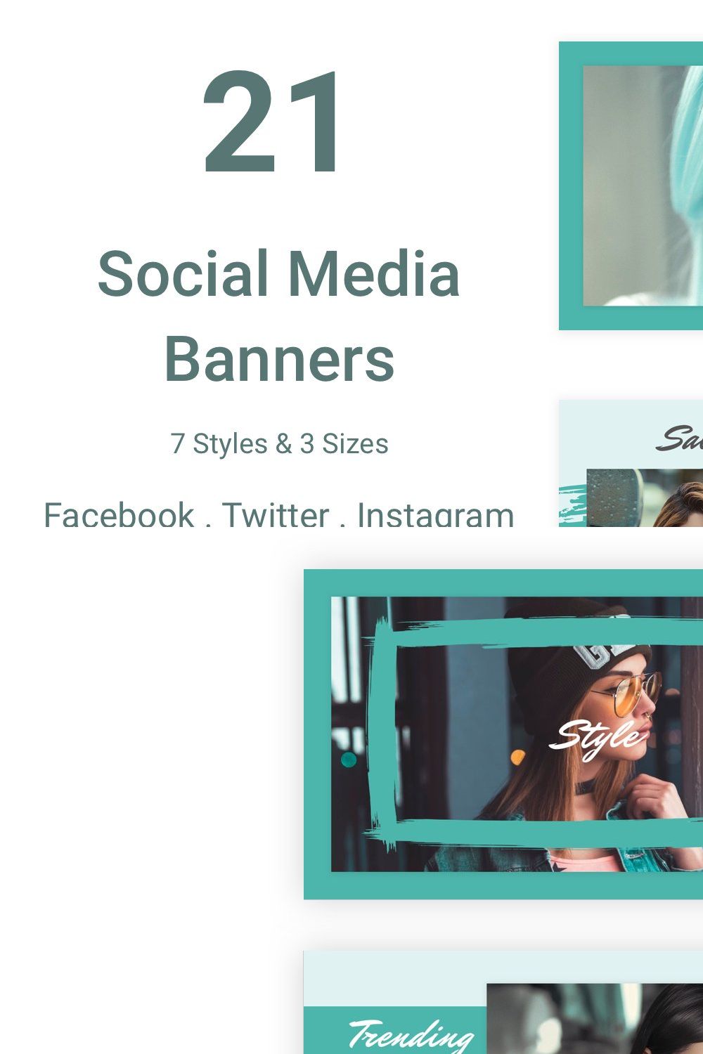 21 Social Media Banners Kit (Vol. 4) pinterest preview image.