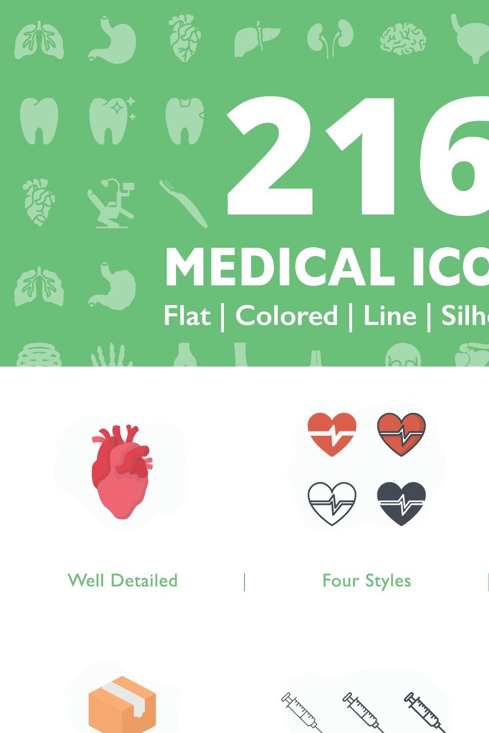 216 Medical Icons pinterest preview image.