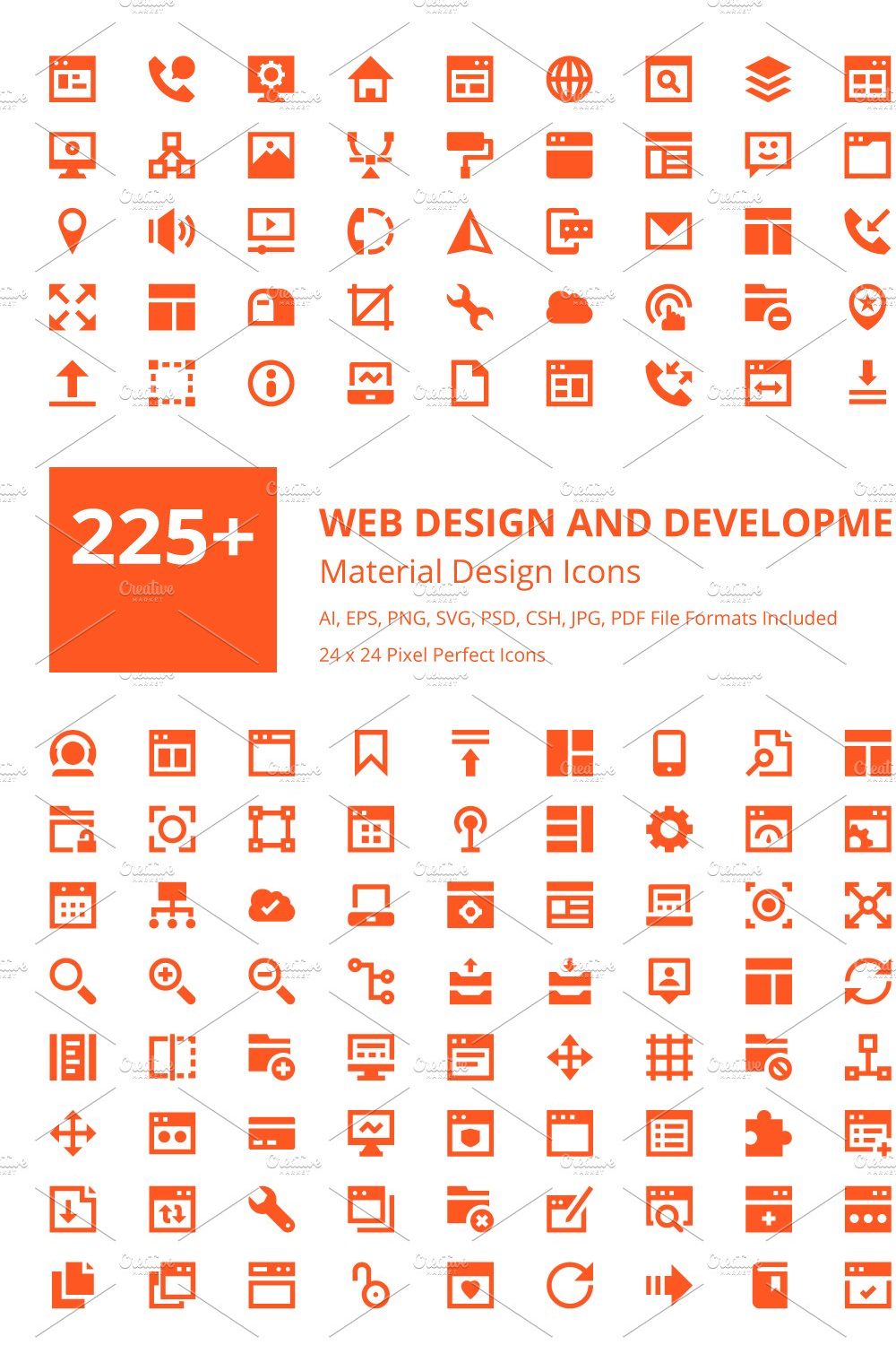 225+ Web Design and Development Icon pinterest preview image.