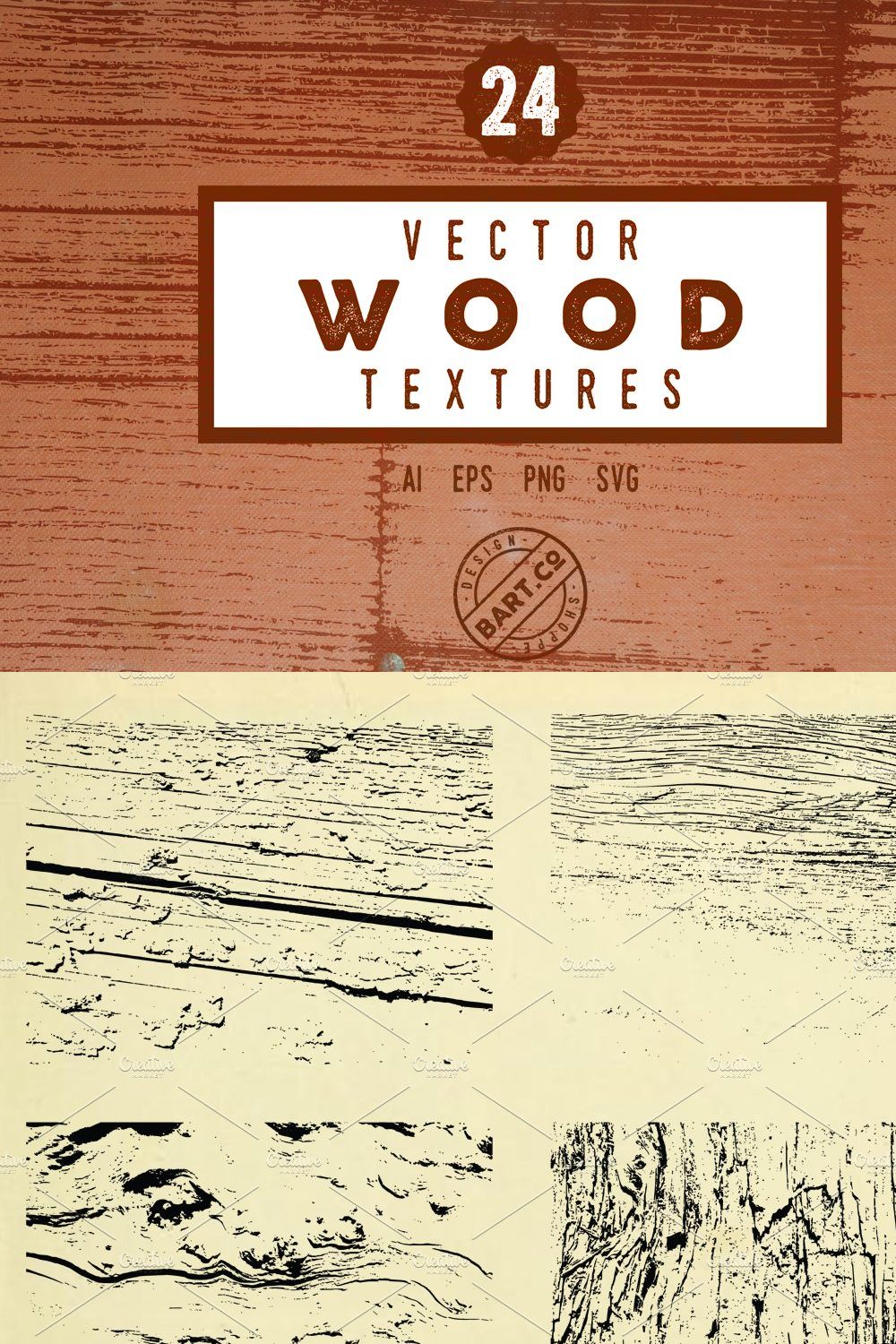 24 Vector Wood Textures pinterest preview image.