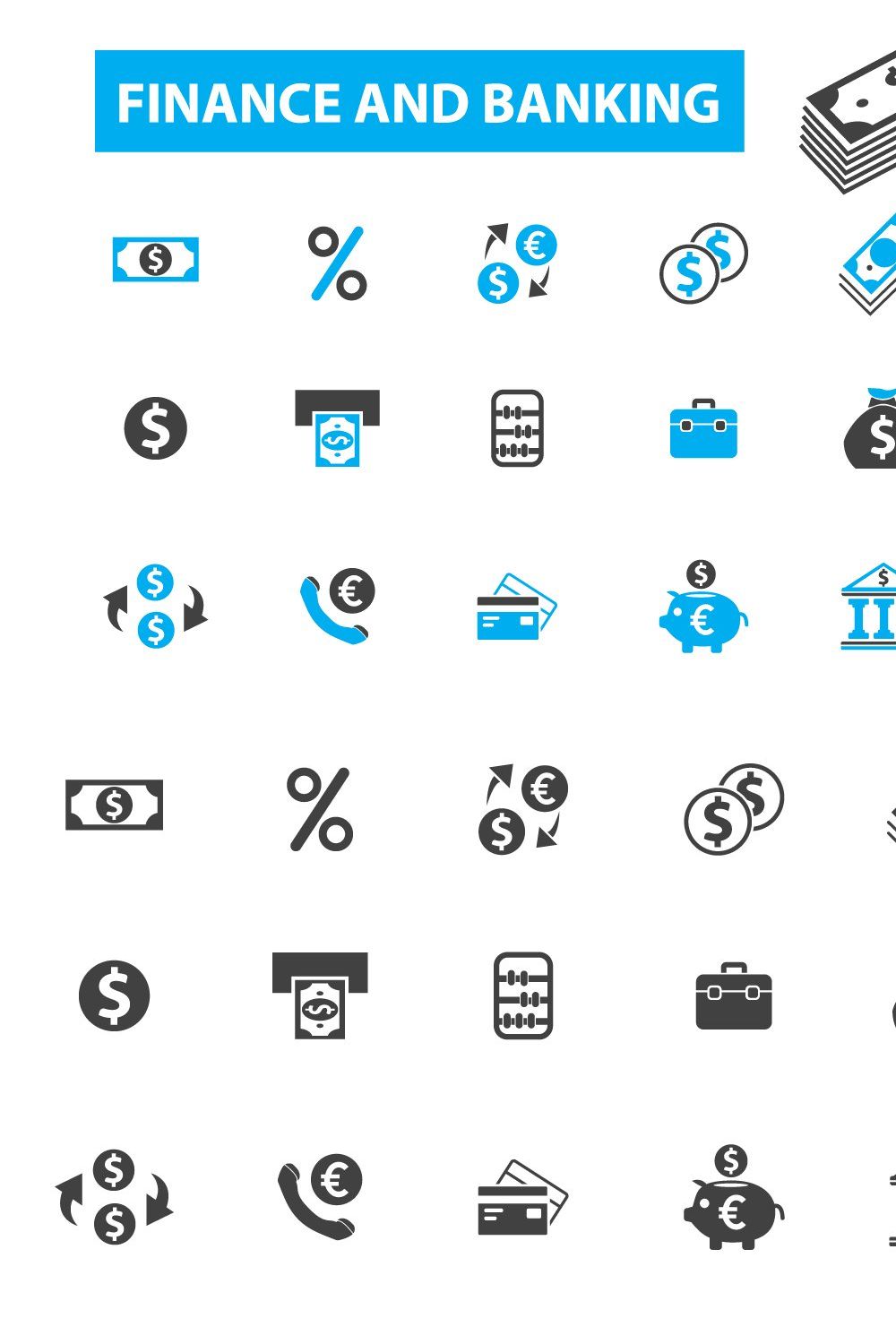 25 finance and banking icons pinterest preview image.