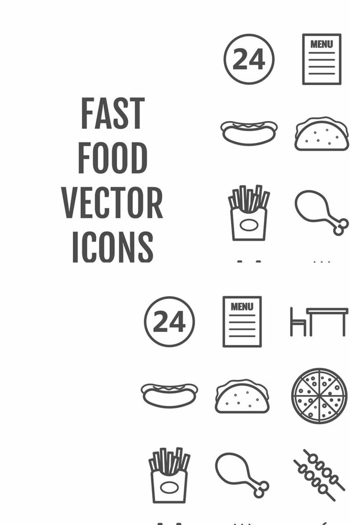 25 vector line fast food icons – MasterBundles