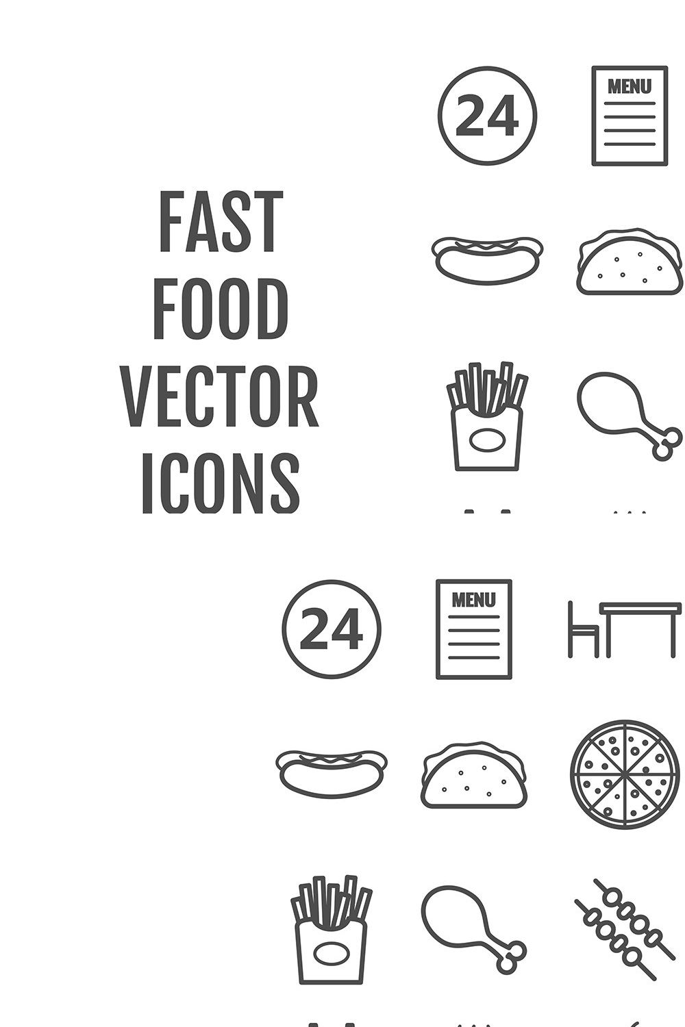 25 vector line fast food icons pinterest preview image.