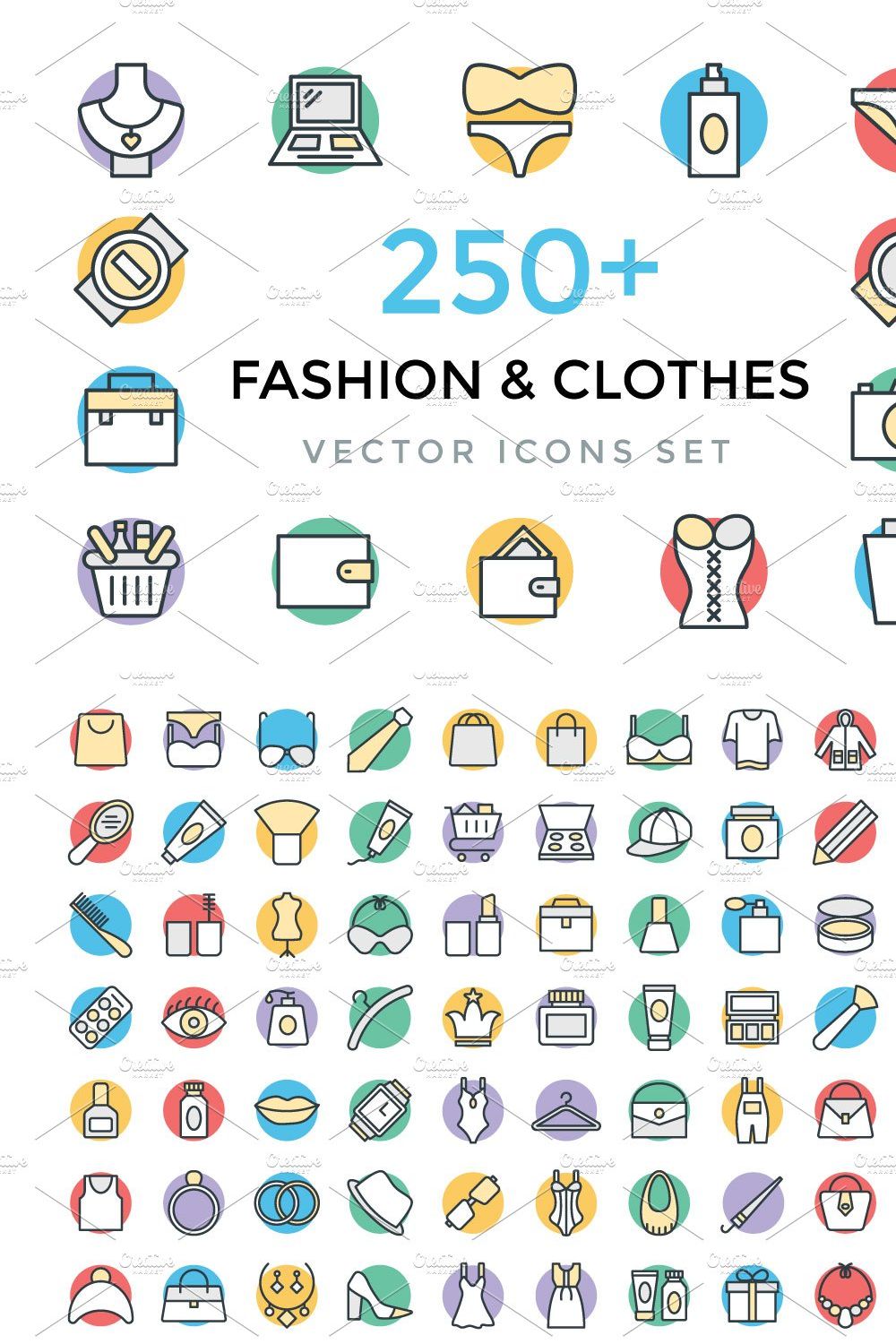 250+ Fashion and Clothes Icons pinterest preview image.